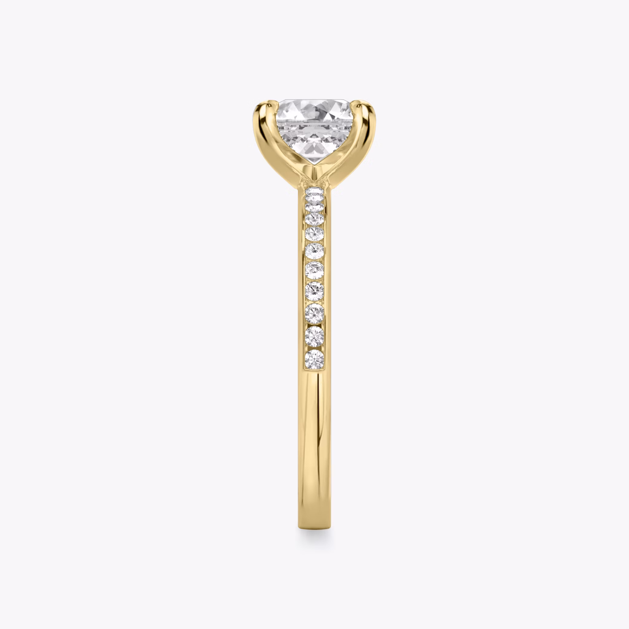 The Devotion | Asscher | 18k | Yellow Gold | bandAccent: Pavé | bandStoneShape: Round Brilliant | bandStoneStyle: original | diamondOrientation: vertical | caratWeight: other