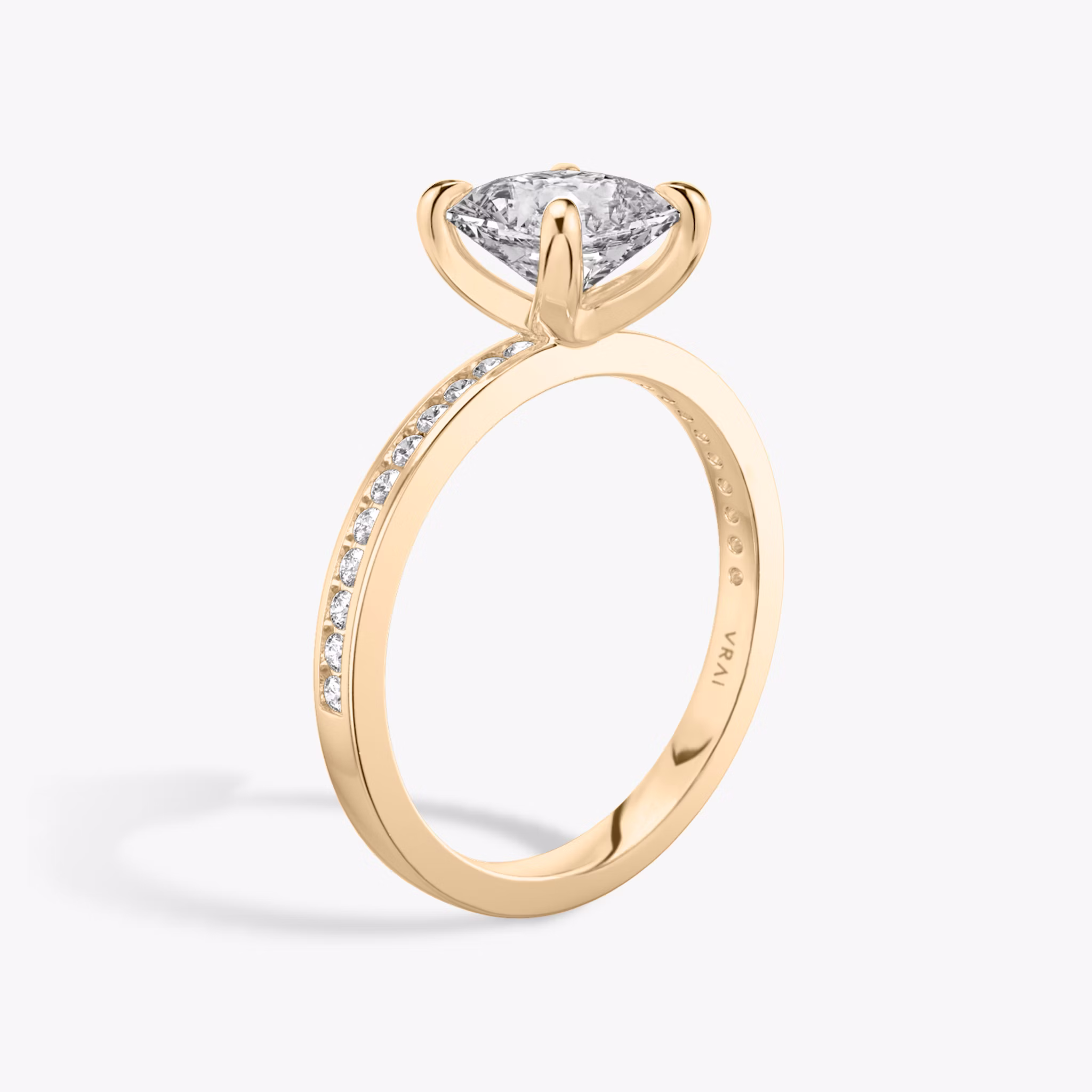 The Devotion | Asscher | 14k | Rose Gold | bandAccent: Pavé | bandStoneShape: Round Brilliant | bandStoneStyle: original | diamondOrientation: vertical | caratWeight: other