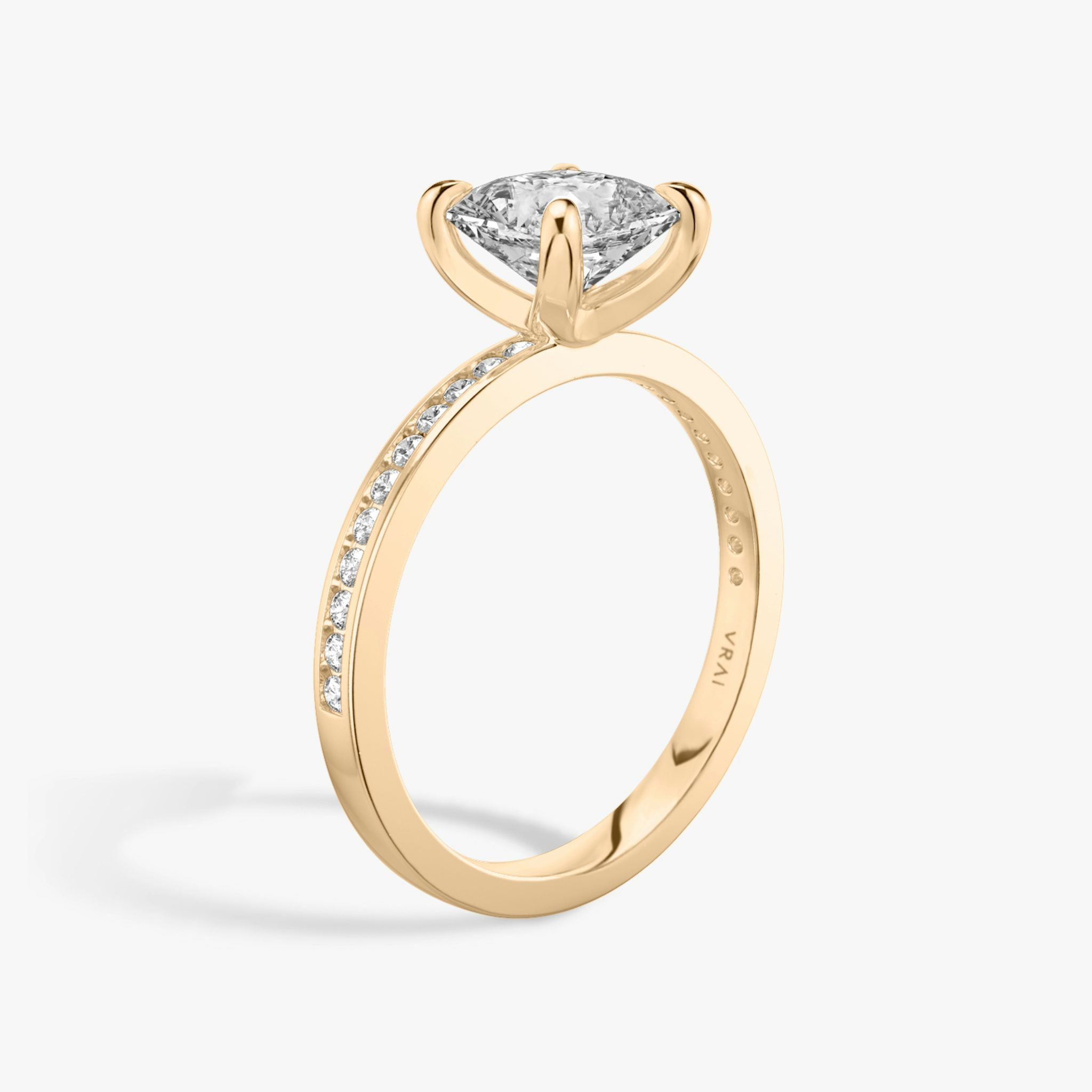 The Devotion | Asscher | 14k | Rose Gold | bandAccent: Pavé | bandStoneShape: Round Brilliant | bandStoneStyle: original | diamondOrientation: vertical | caratWeight: other