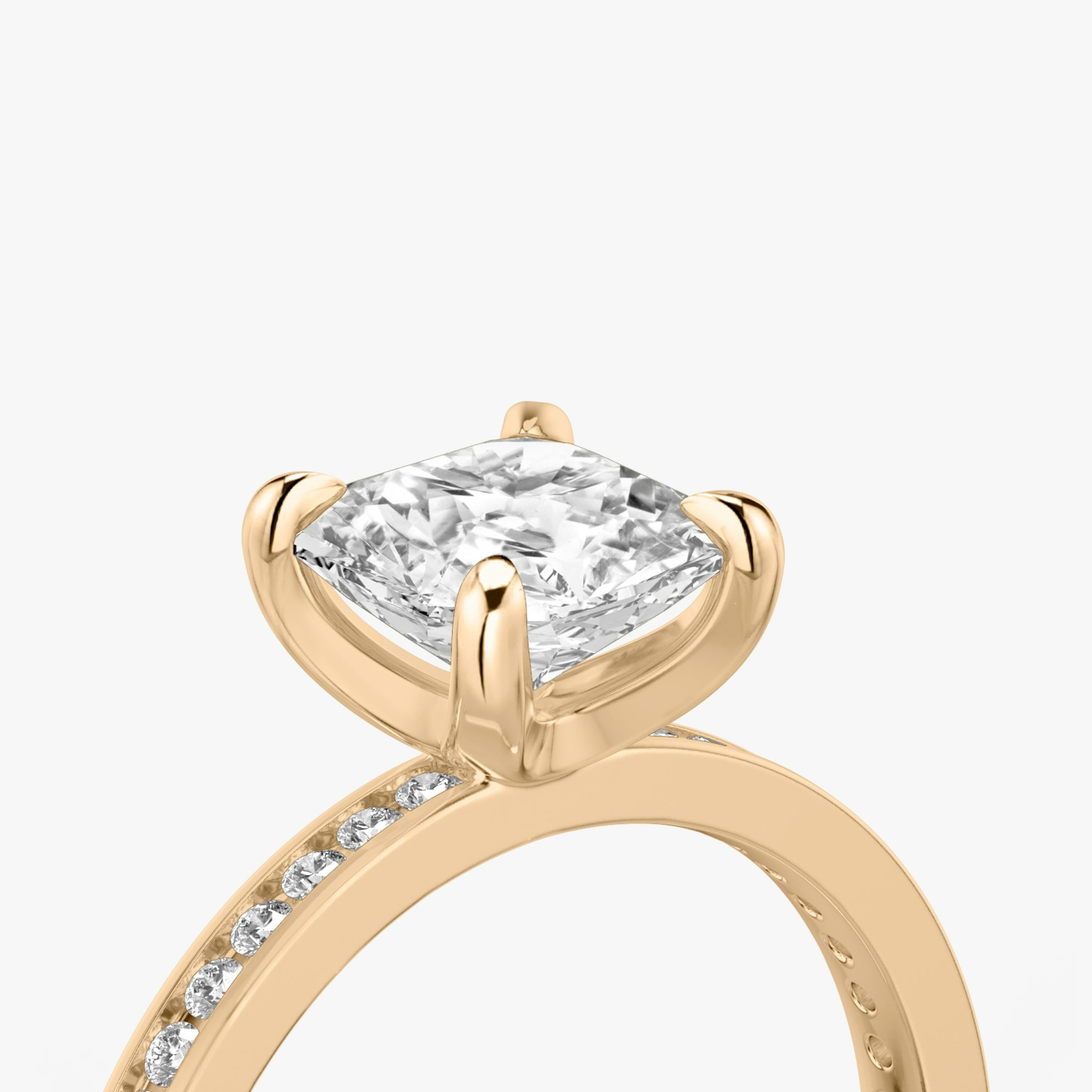 The Devotion | Asscher | 14k | Rose Gold | bandAccent: Pavé | bandStoneShape: Round Brilliant | bandStoneStyle: original | diamondOrientation: vertical | caratWeight: other