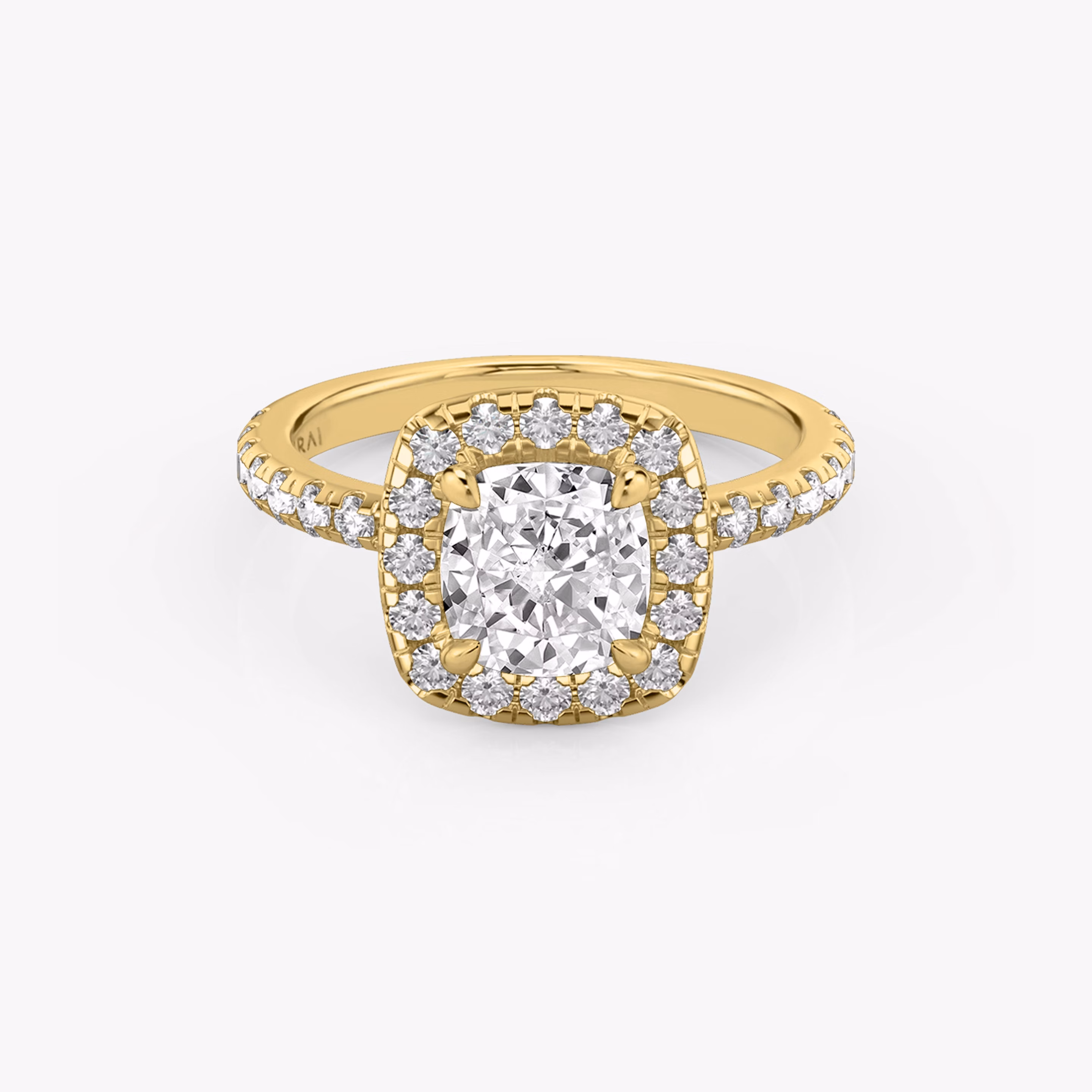Yellow Gold Cushion Cut Halo