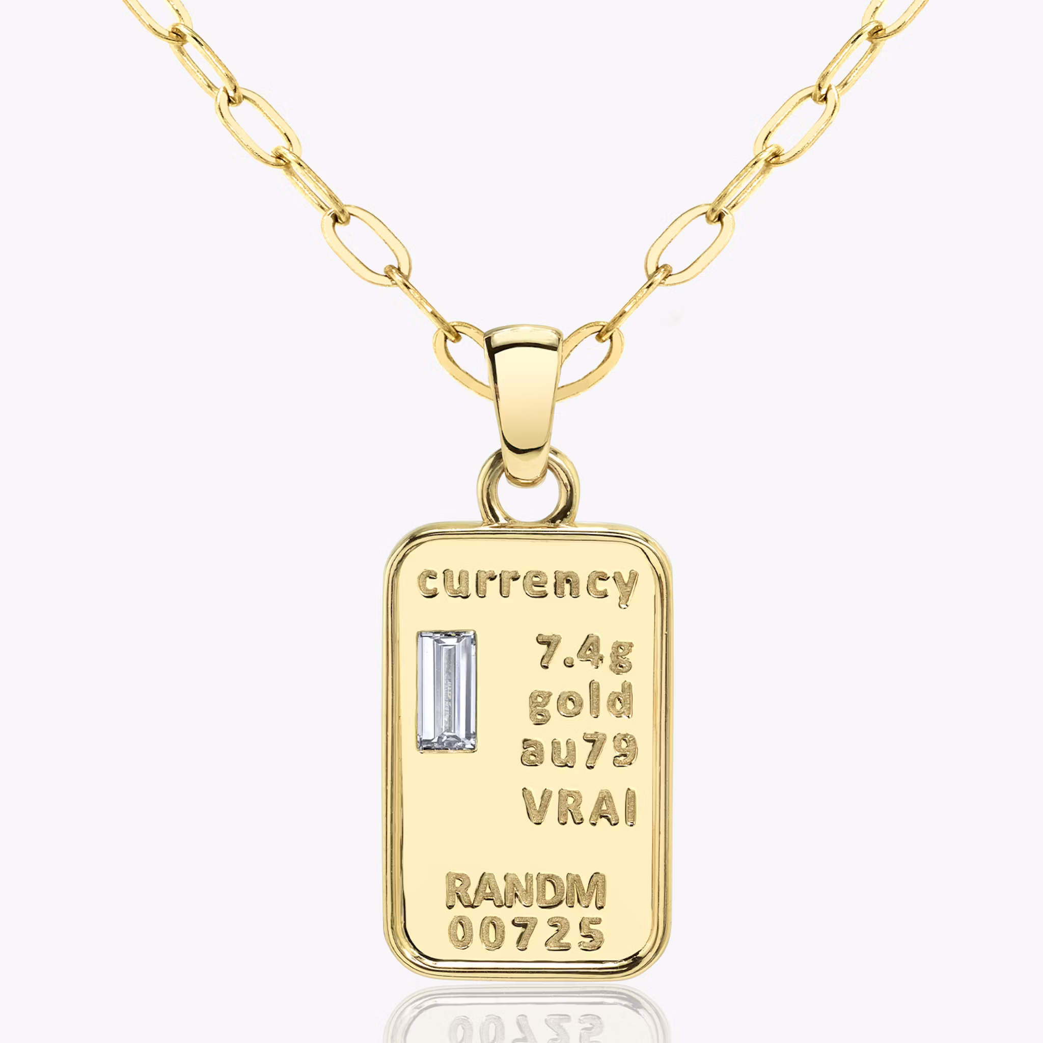 Currency Necklace Baguette | Yellow Gold
