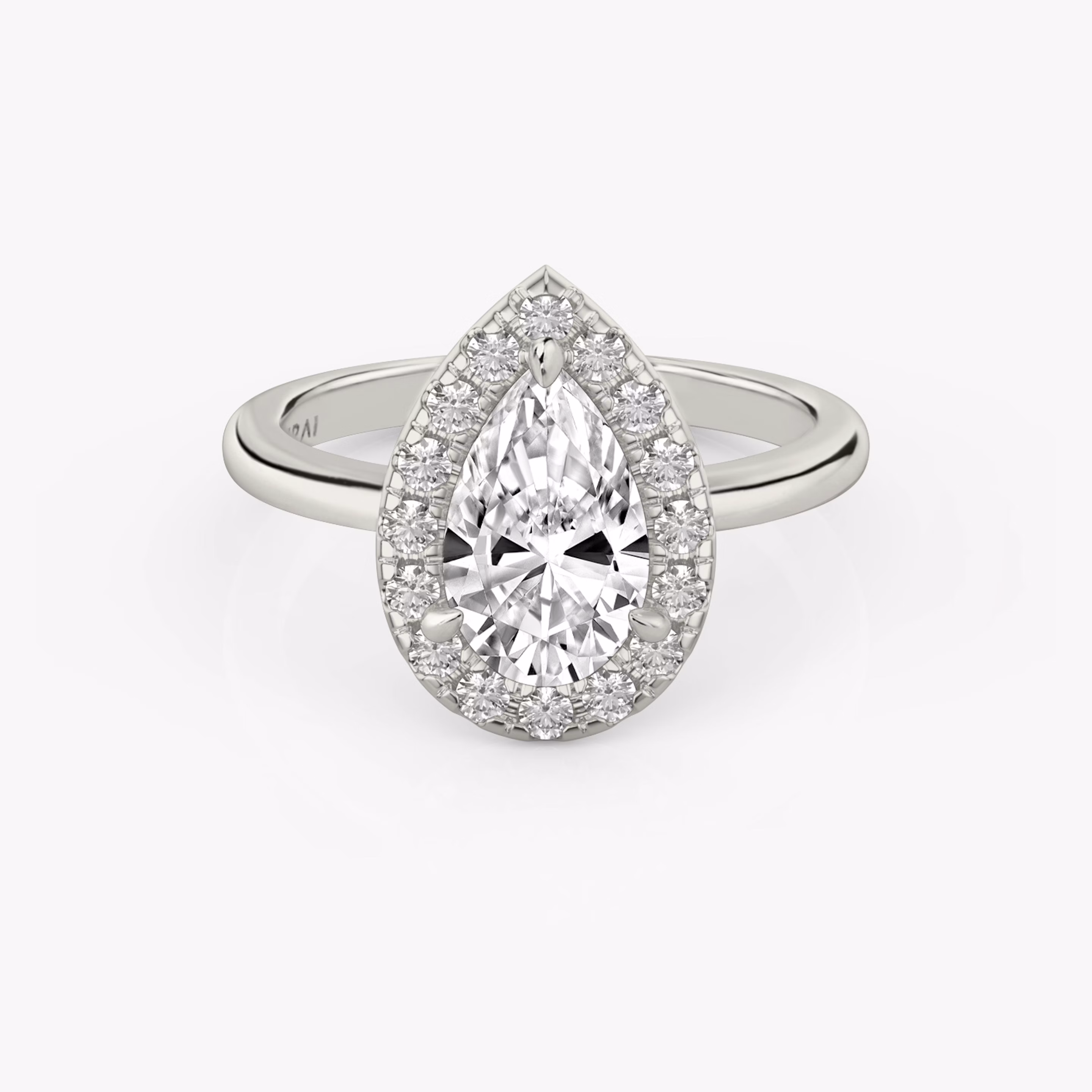 Halo Pear Diamond Platinum Ring