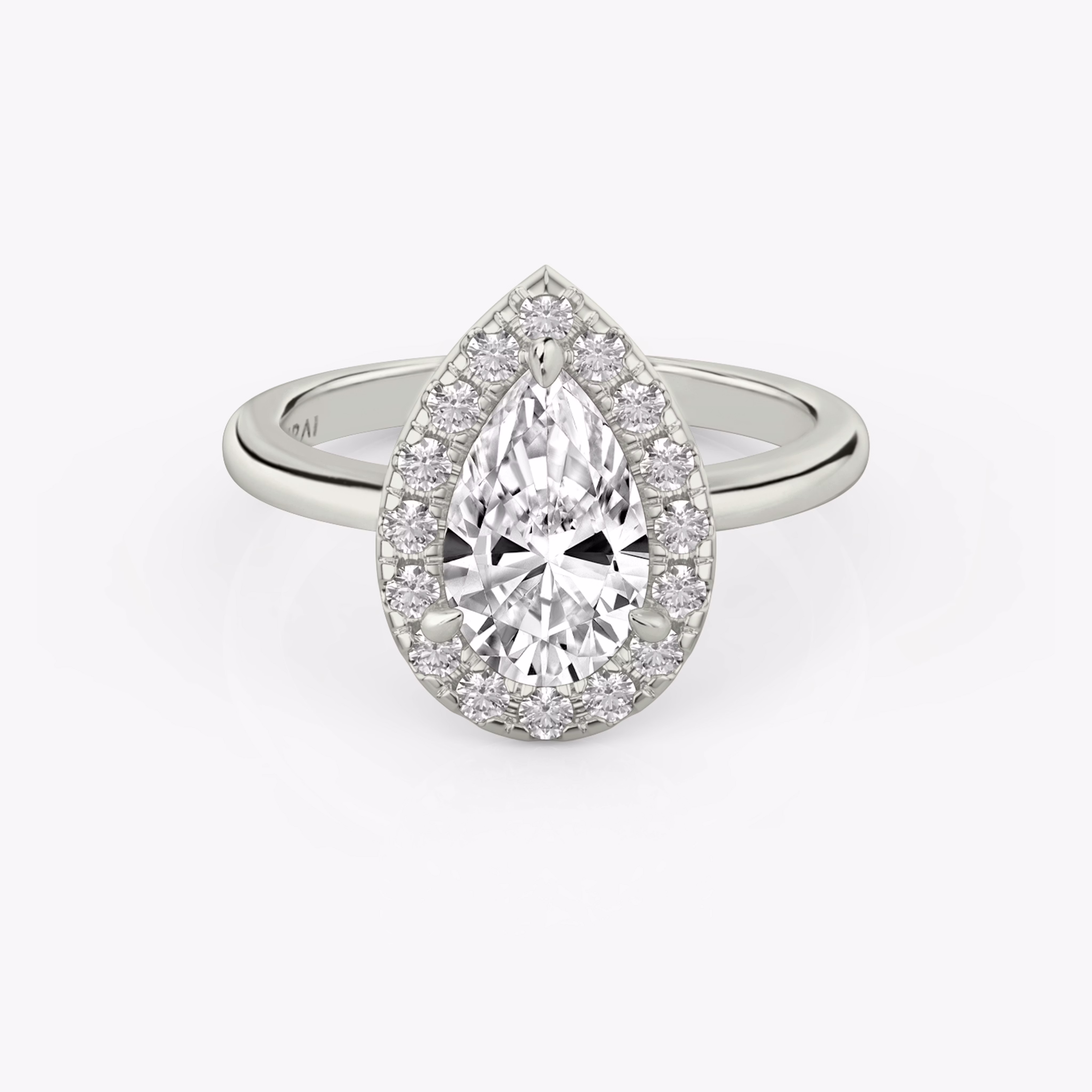 Halo Pear Diamond Platinum Ring