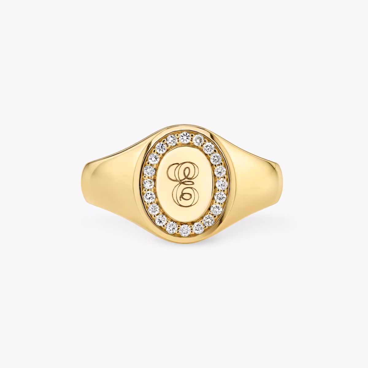 VRAI Pavé Signet Ring | Round Brilliant | 14k | Yellow Gold