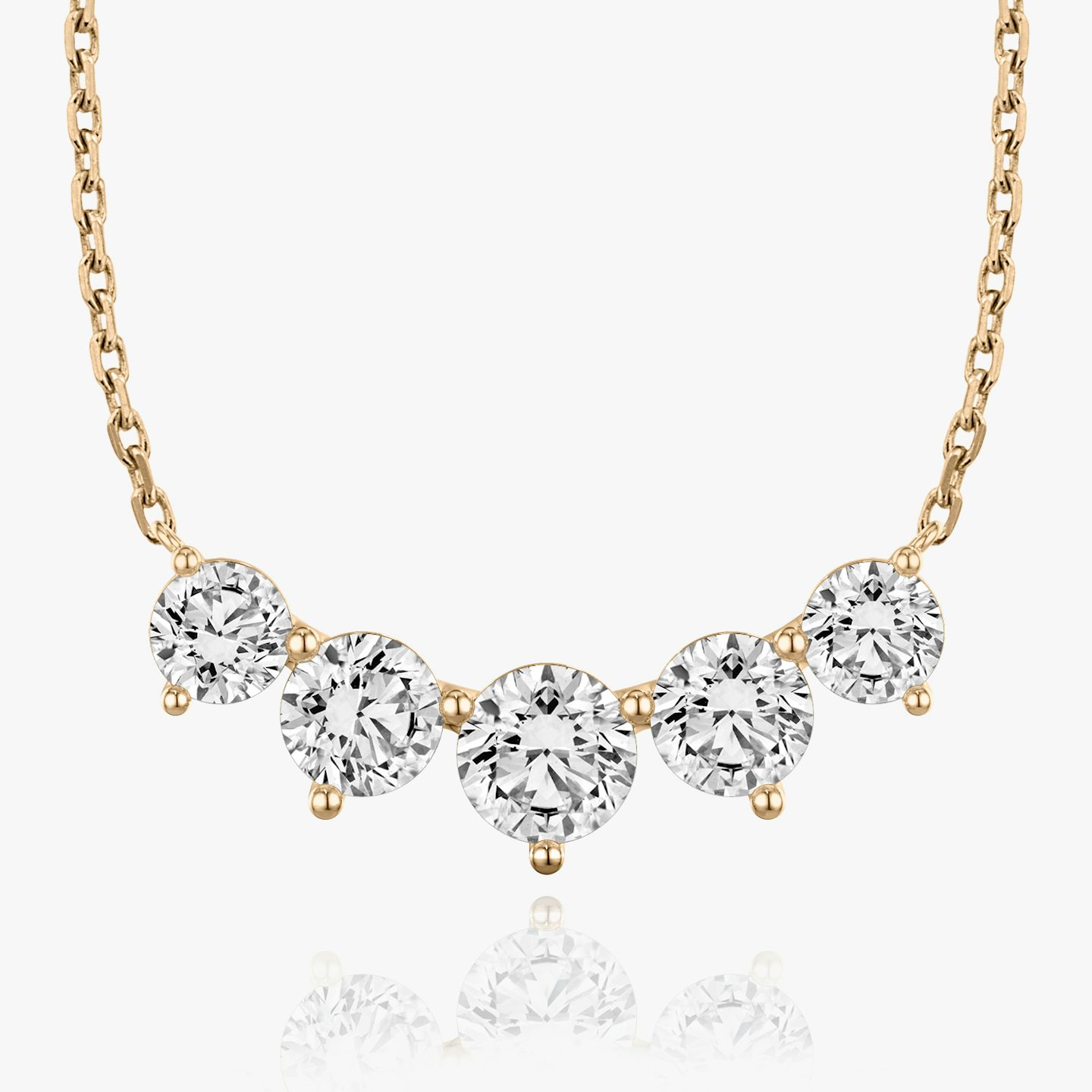Arc Necklace | Round Brilliant | 14k | Rose Gold | diamondCount: 5 | diamondSize: large | chainLength: 16-18