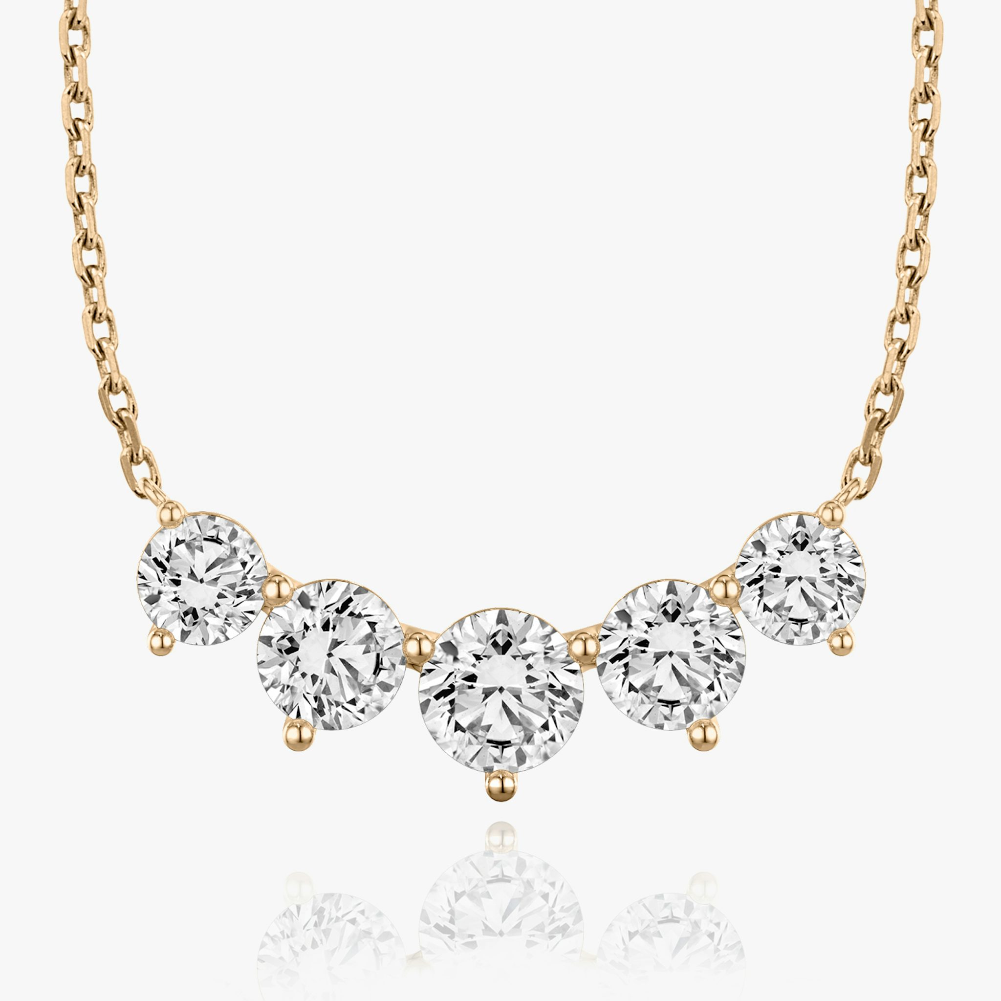 Arc Necklace | Round Brilliant | 14k | Rose Gold | diamondCount: 5 | diamondSize: large | chainLength: 16-18