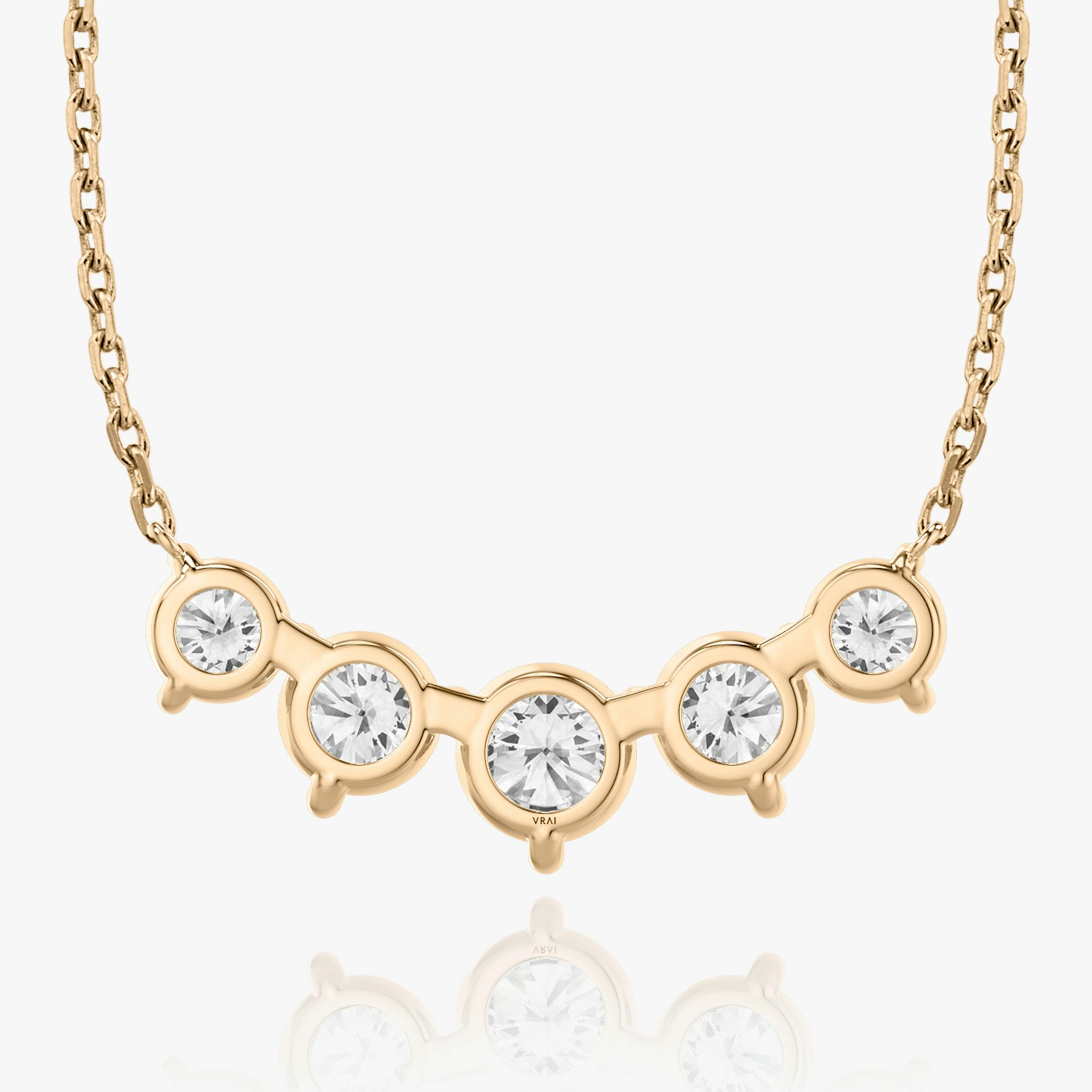Arc Necklace | Round Brilliant | 14k | Rose Gold | diamondCount: 5 | diamondSize: large | chainLength: 16-18