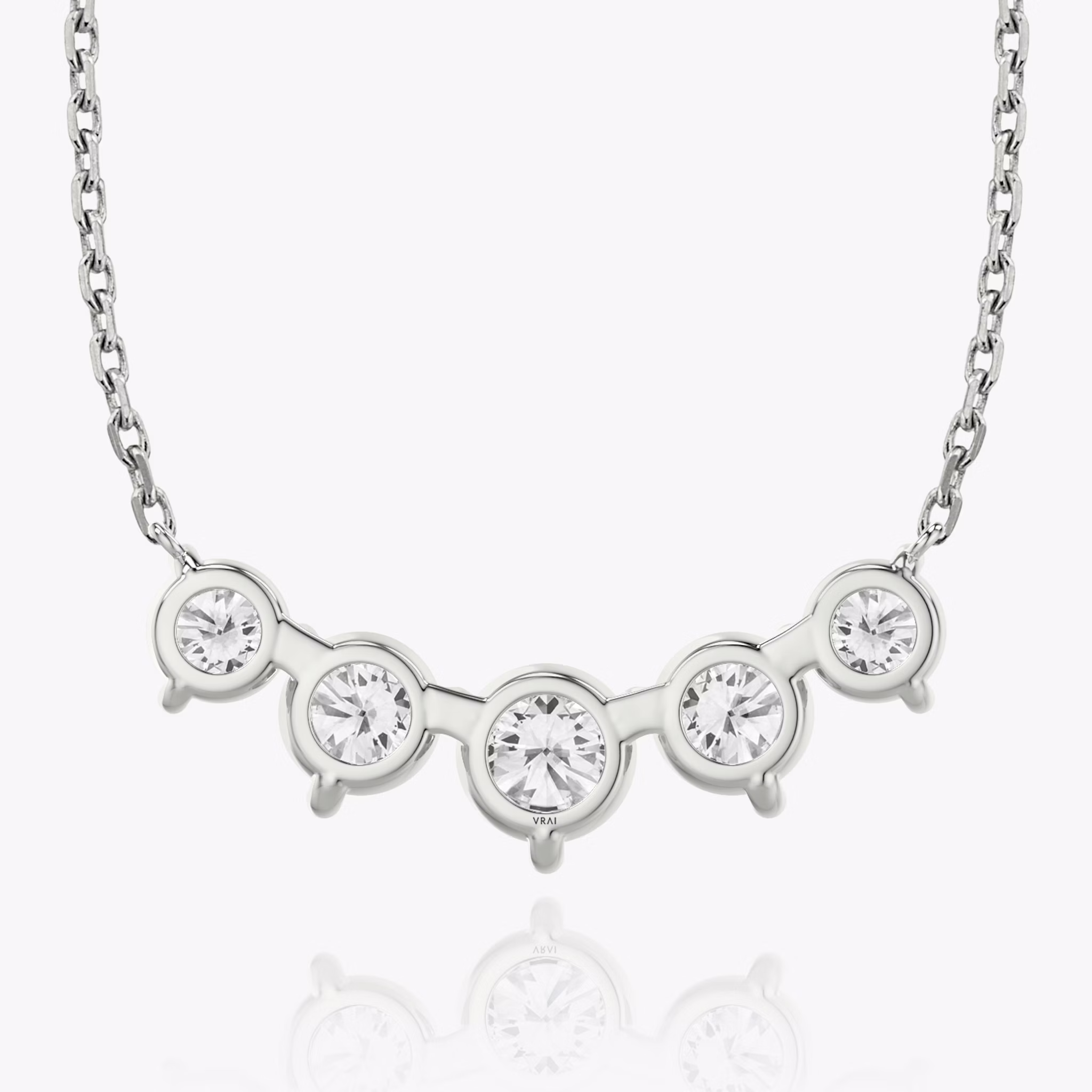 Arc Necklace | Round Brilliant | 14k | White Gold | diamondCount: 5 | diamondSize: large | chainLength: 16-18