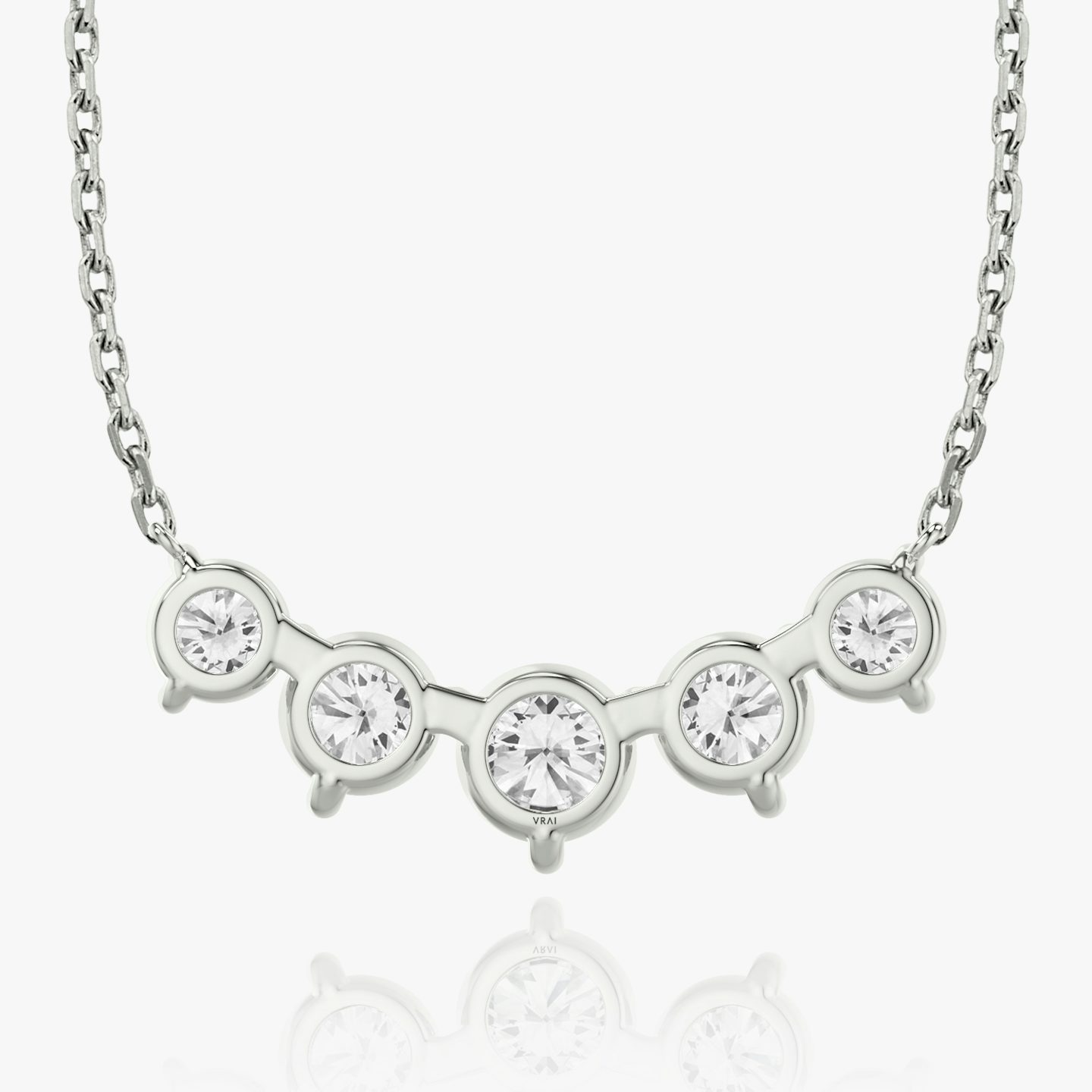Arc Necklace | Round Brilliant | 14k | White Gold | diamondCount: 5 | diamondSize: large | chainLength: 16-18