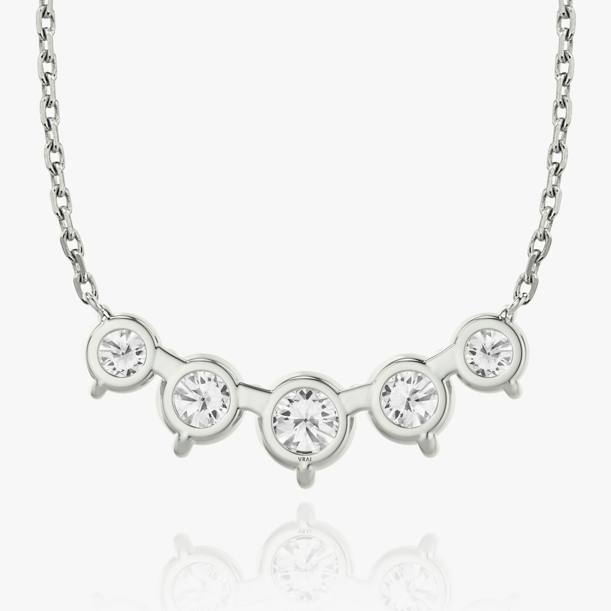 Arc Necklace | Round Brilliant | 14k | White Gold | diamondCount: 5 | diamondSize: large | chainLength: 16-18
