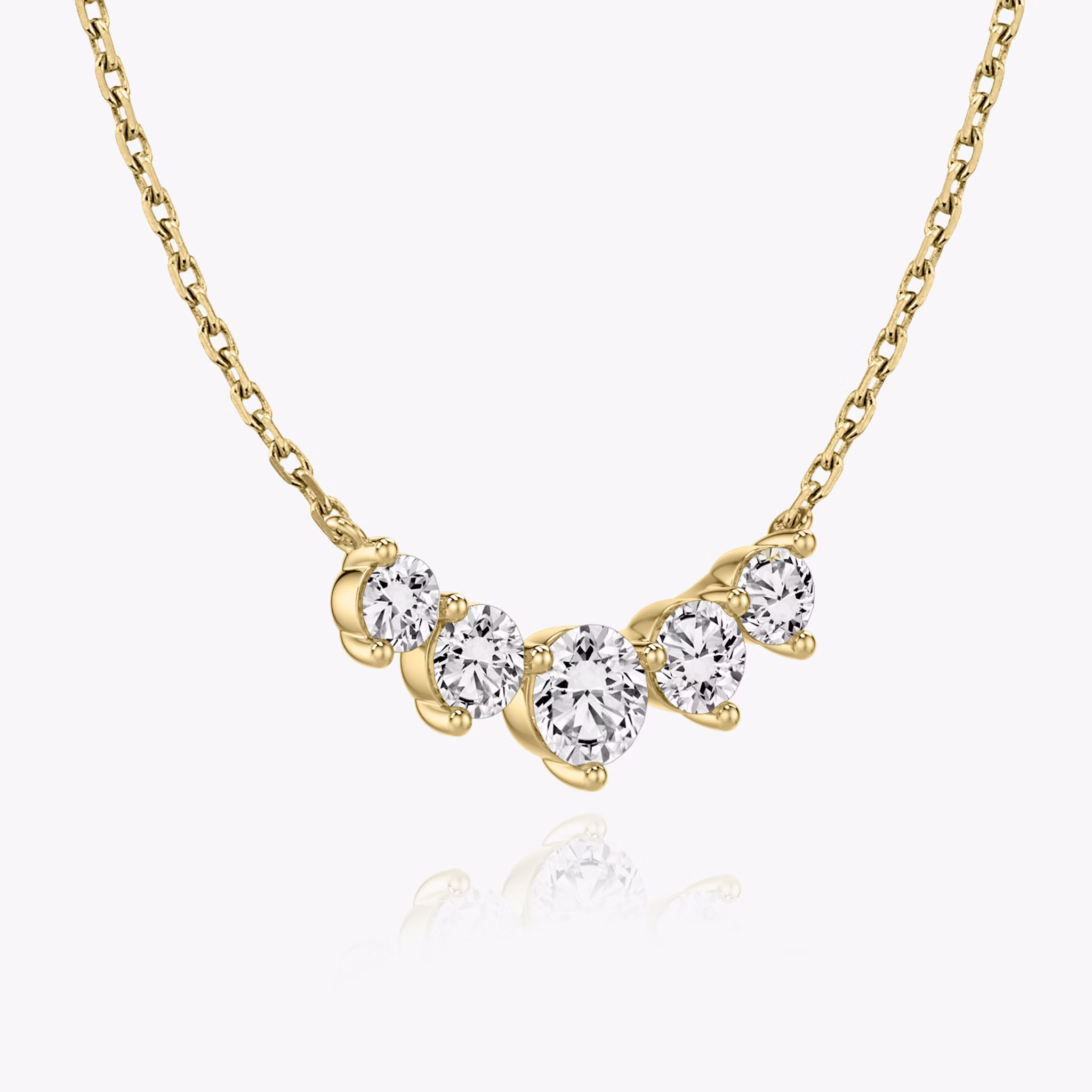 Arc Necklace | Round Brilliant | 14k | Yellow Gold | diamondCount: 5 | diamondSize: original | chainLength: 16-18
