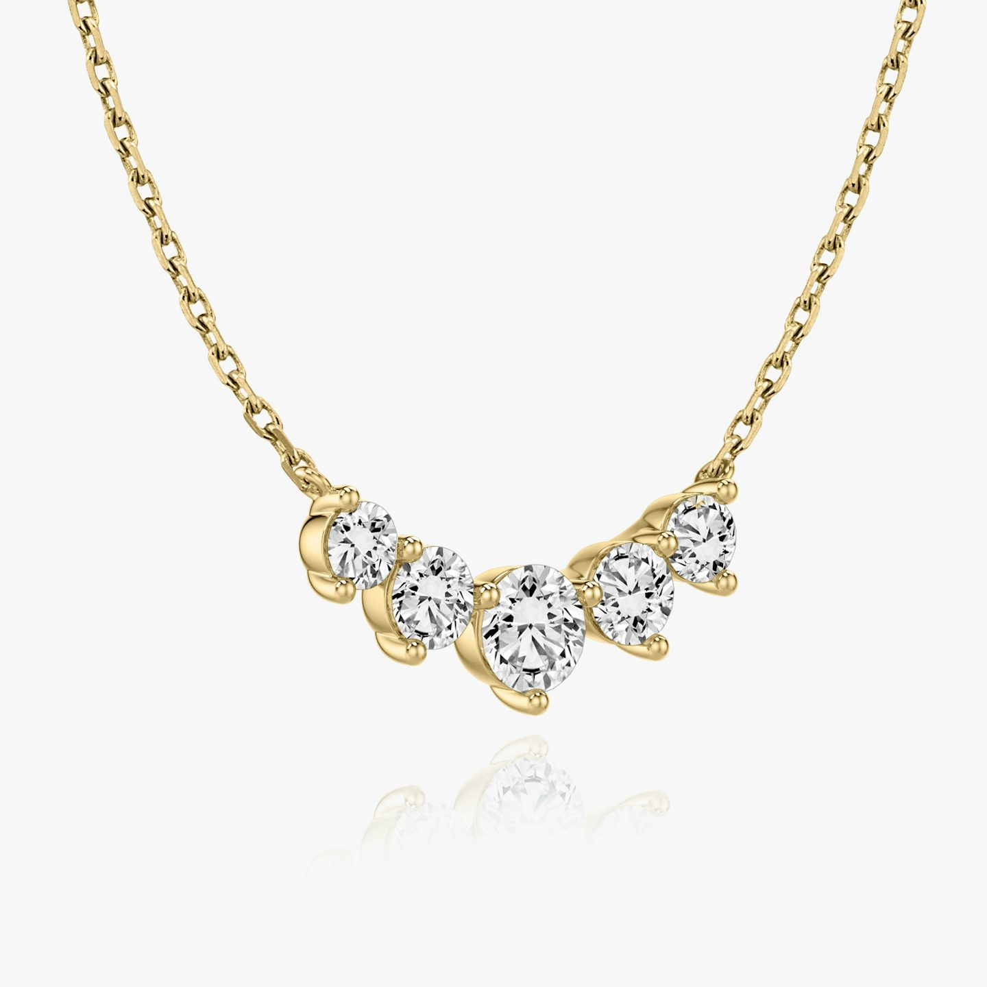 Arc Necklace | Round Brilliant | 14k | Yellow Gold | diamondCount: 5 | diamondSize: original | chainLength: 16-18