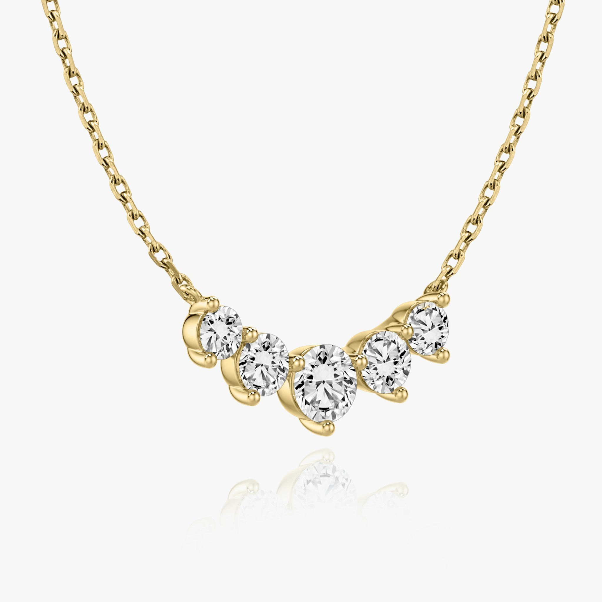 Arc Necklace | Round Brilliant | 14k | Yellow Gold | diamondCount: 5 | diamondSize: original | chainLength: 16-18