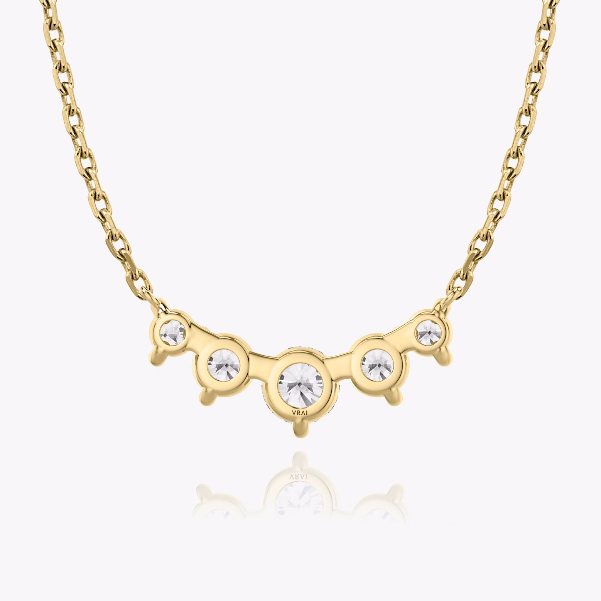 Arc Necklace | Round Brilliant | 14k | Yellow Gold | diamondCount: 5 | diamondSize: original | chainLength: 16-18