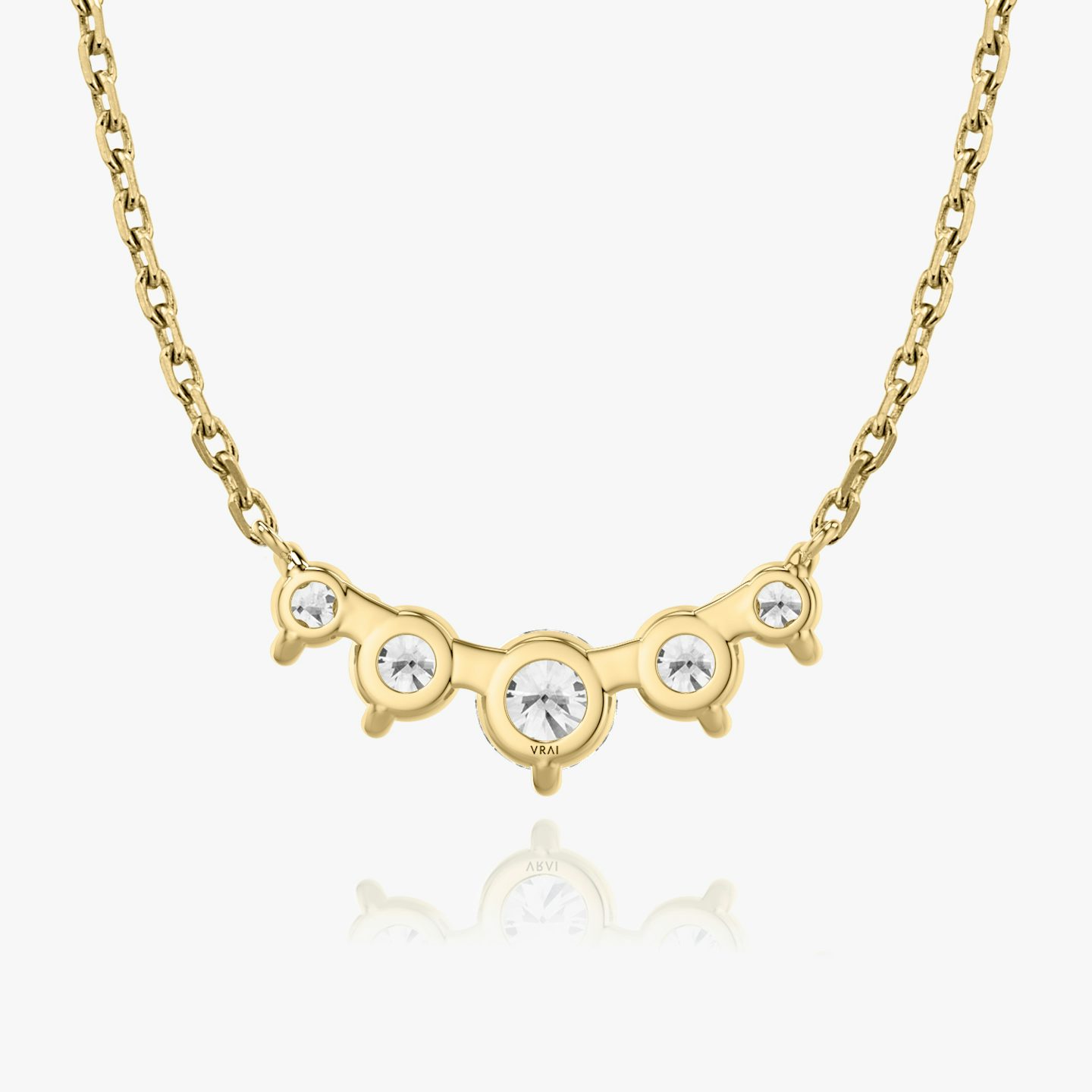 Arc Necklace | Round Brilliant | 14k | Yellow Gold | diamondCount: 5 | diamondSize: original | chainLength: 16-18