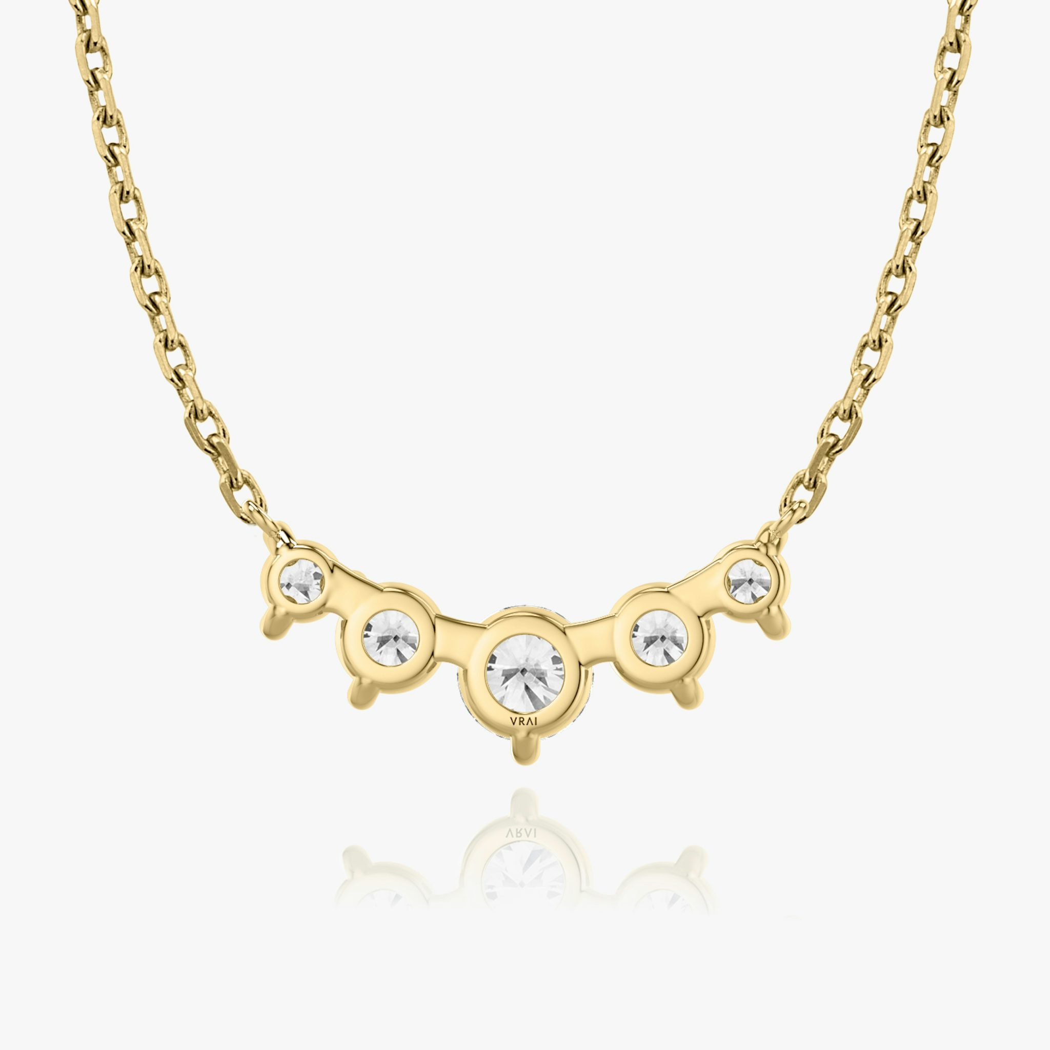 Arc Necklace | Round Brilliant | 14k | Yellow Gold | diamondCount: 5 | diamondSize: original | chainLength: 16-18