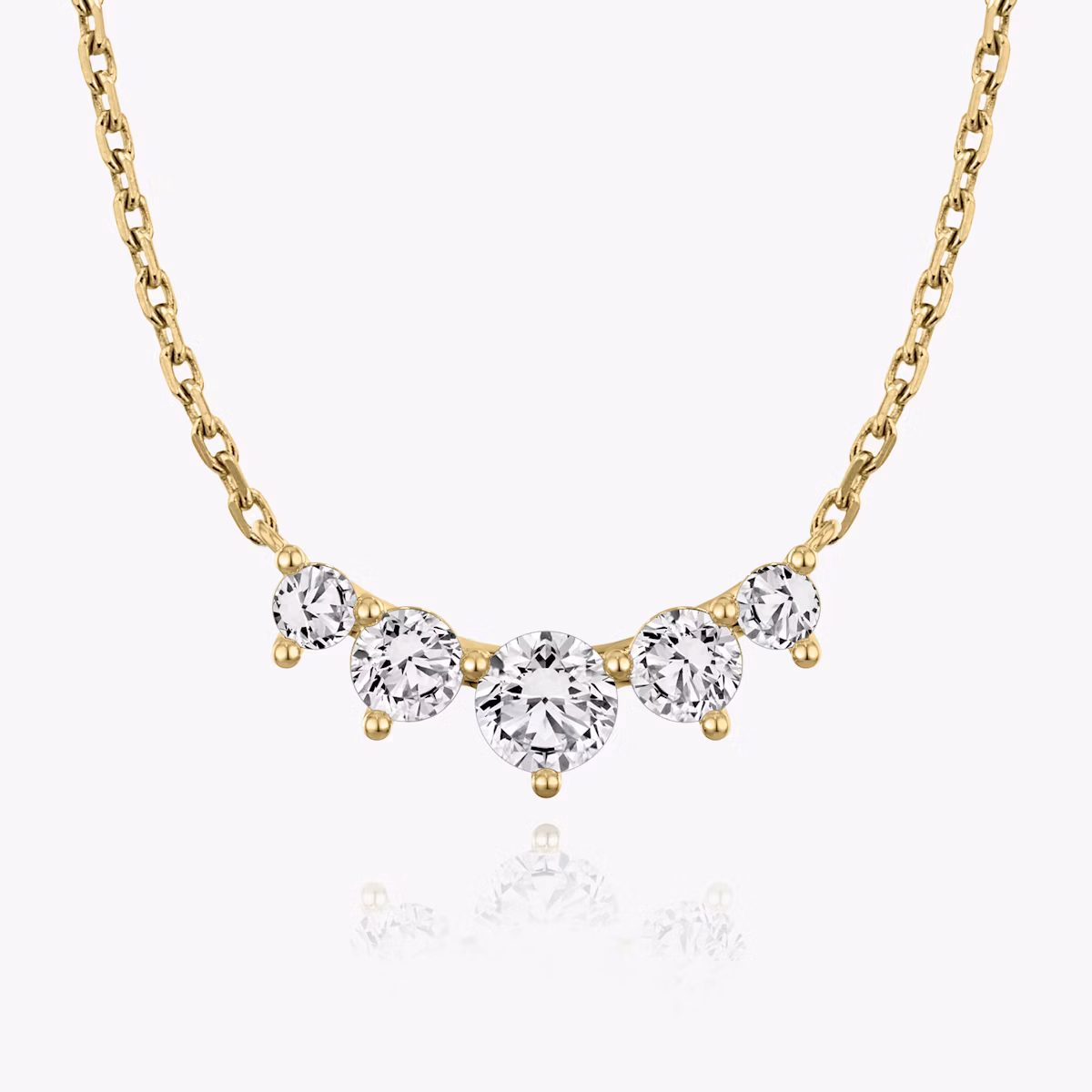 Arc Necklace | Round Brilliant | 14k | Yellow Gold | diamondCount: 5 | diamondSize: original | chainLength: 16-18