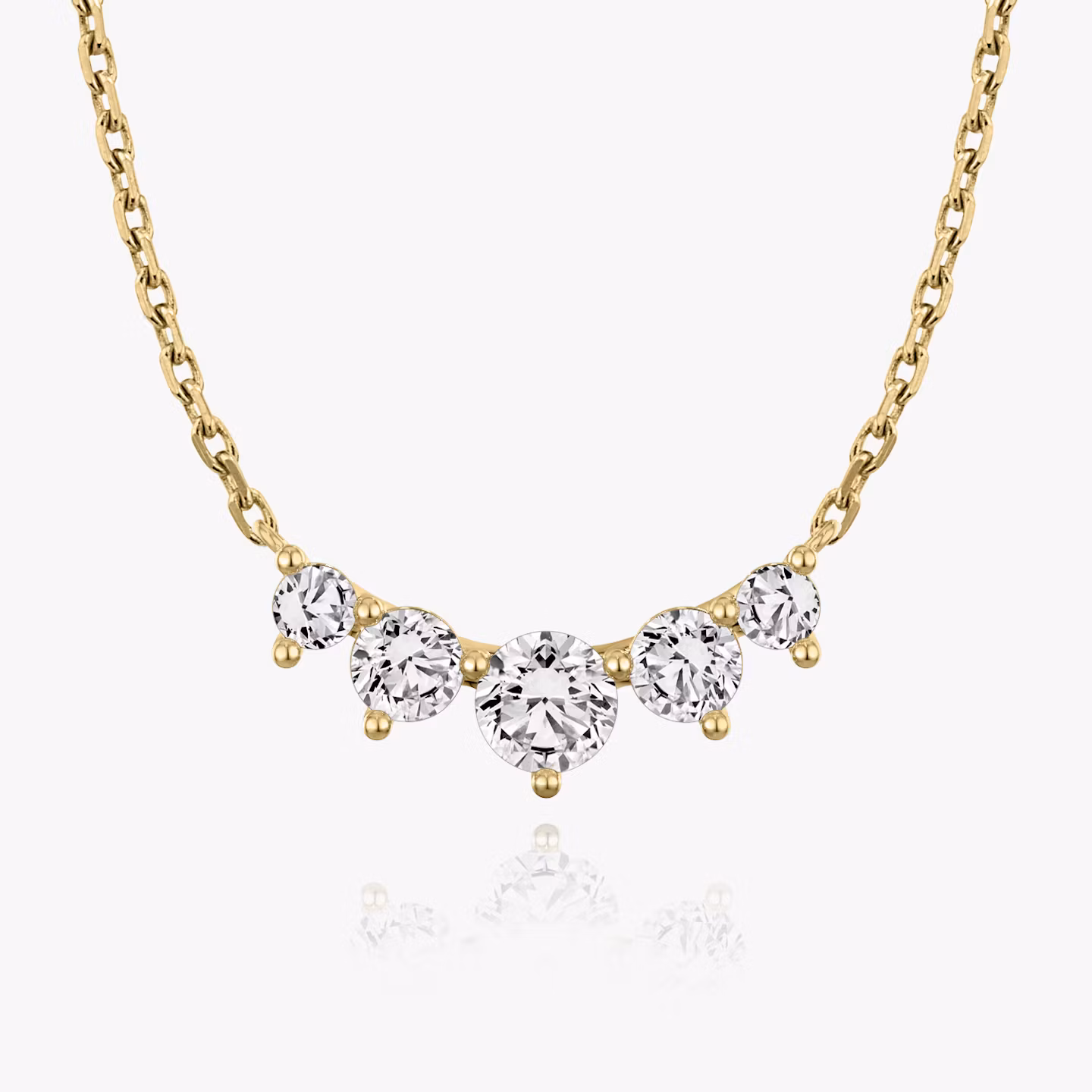 Arc Necklace | Round Brilliant | 14k | Yellow Gold | diamondCount: 5 | diamondSize: original | chainLength: 16-18