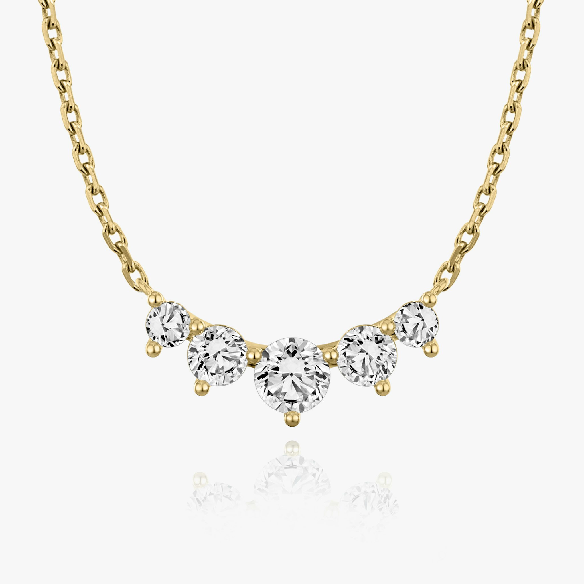 Arc Necklace | Round Brilliant | 14k | Yellow Gold | diamondCount: 5 | diamondSize: original | chainLength: 16-18