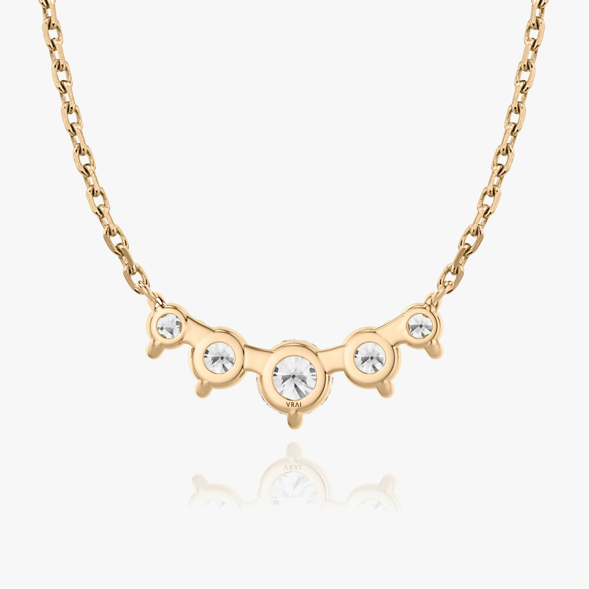 Arc Necklace | Round Brilliant | 14k | Rose Gold | diamondCount: 5 | diamondSize: original | chainLength: 16-18