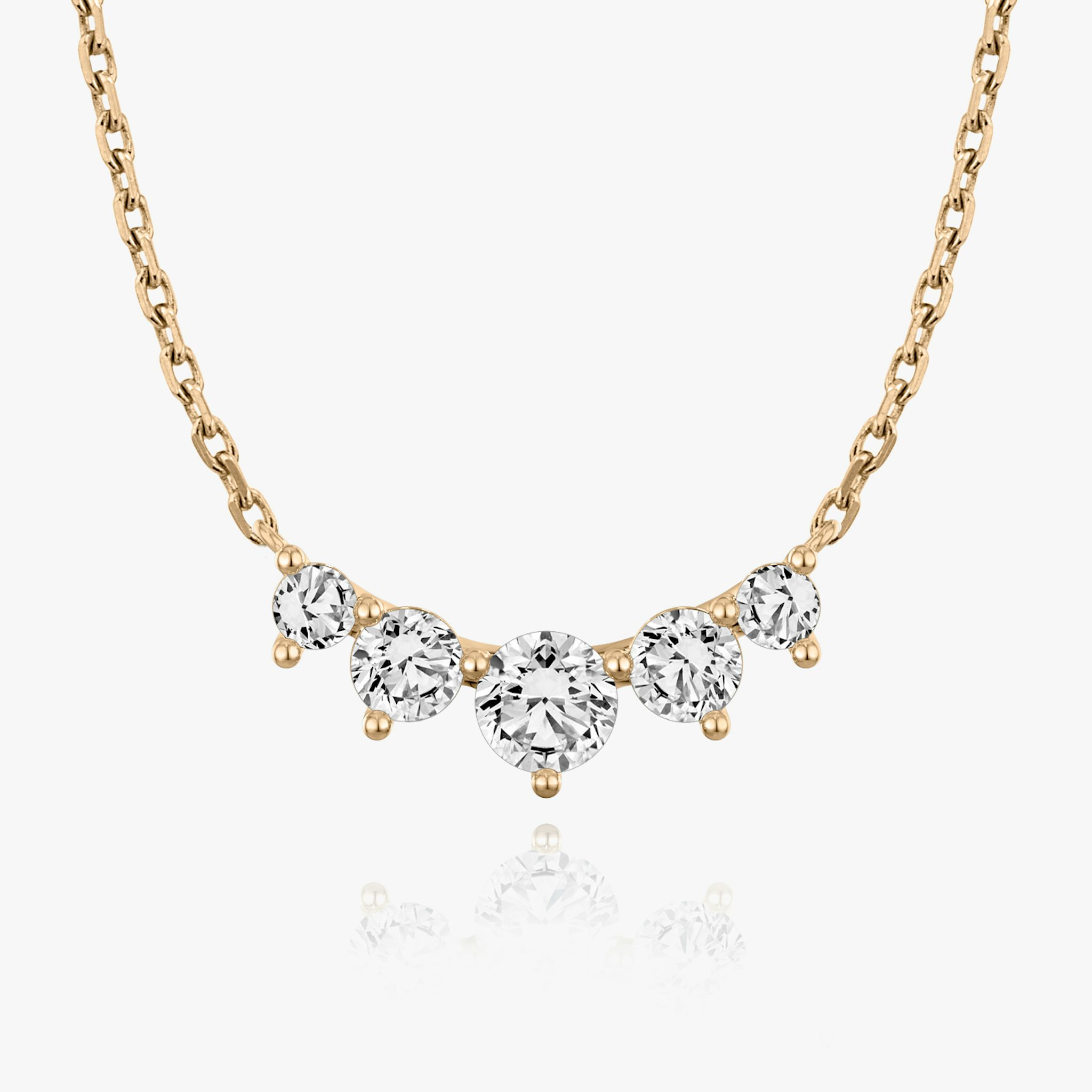 Arc Necklace | Round Brilliant | 14k | Rose Gold | diamondCount: 5 | diamondSize: original | chainLength: 16-18