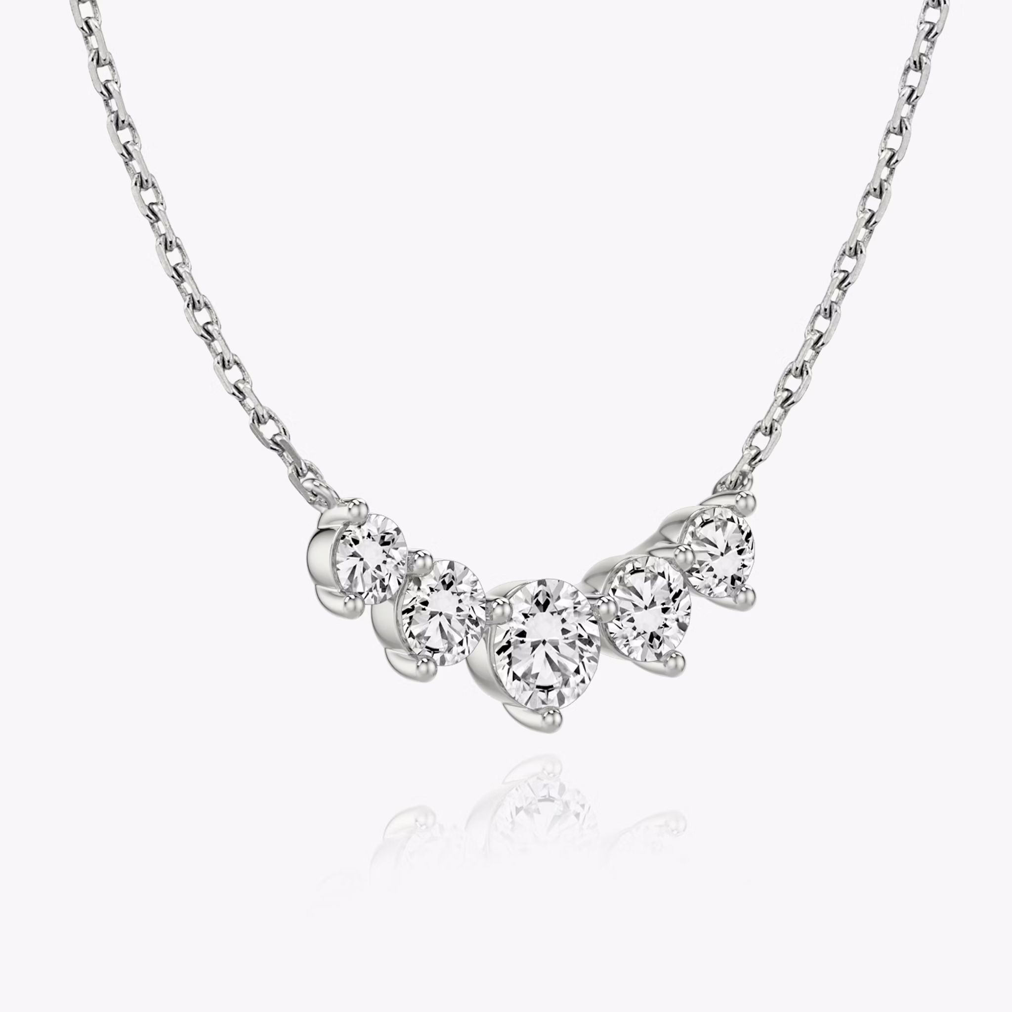 Arc Necklace | Round Brilliant | 14k | White Gold | diamondCount: 5 | diamondSize: original | chainLength: 16-18