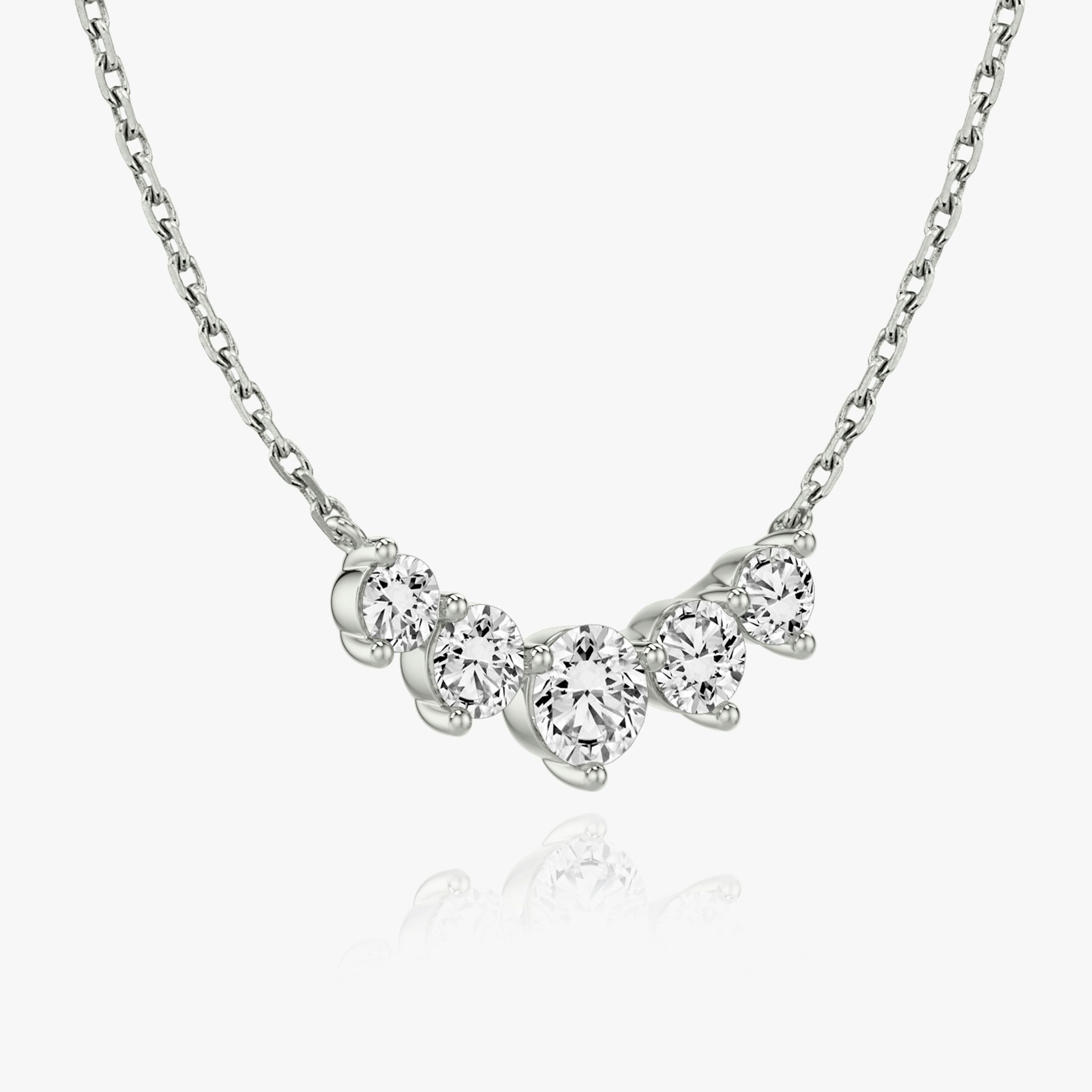 Arc Necklace | Round Brilliant | 14k | White Gold | diamondCount: 5 | diamondSize: original | chainLength: 16-18