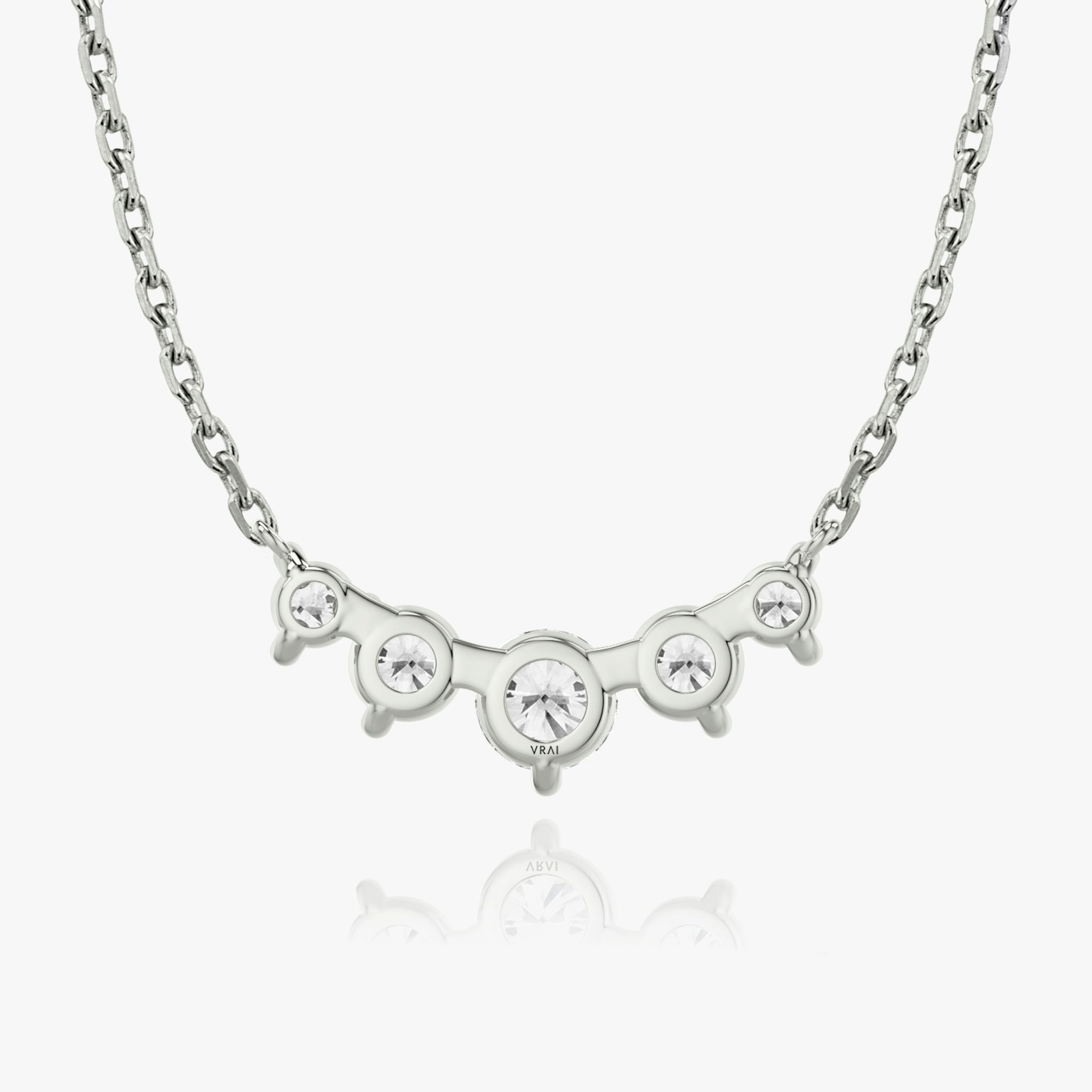 Arc Necklace | Round Brilliant | 14k | White Gold | diamondCount: 5 | diamondSize: original | chainLength: 16-18