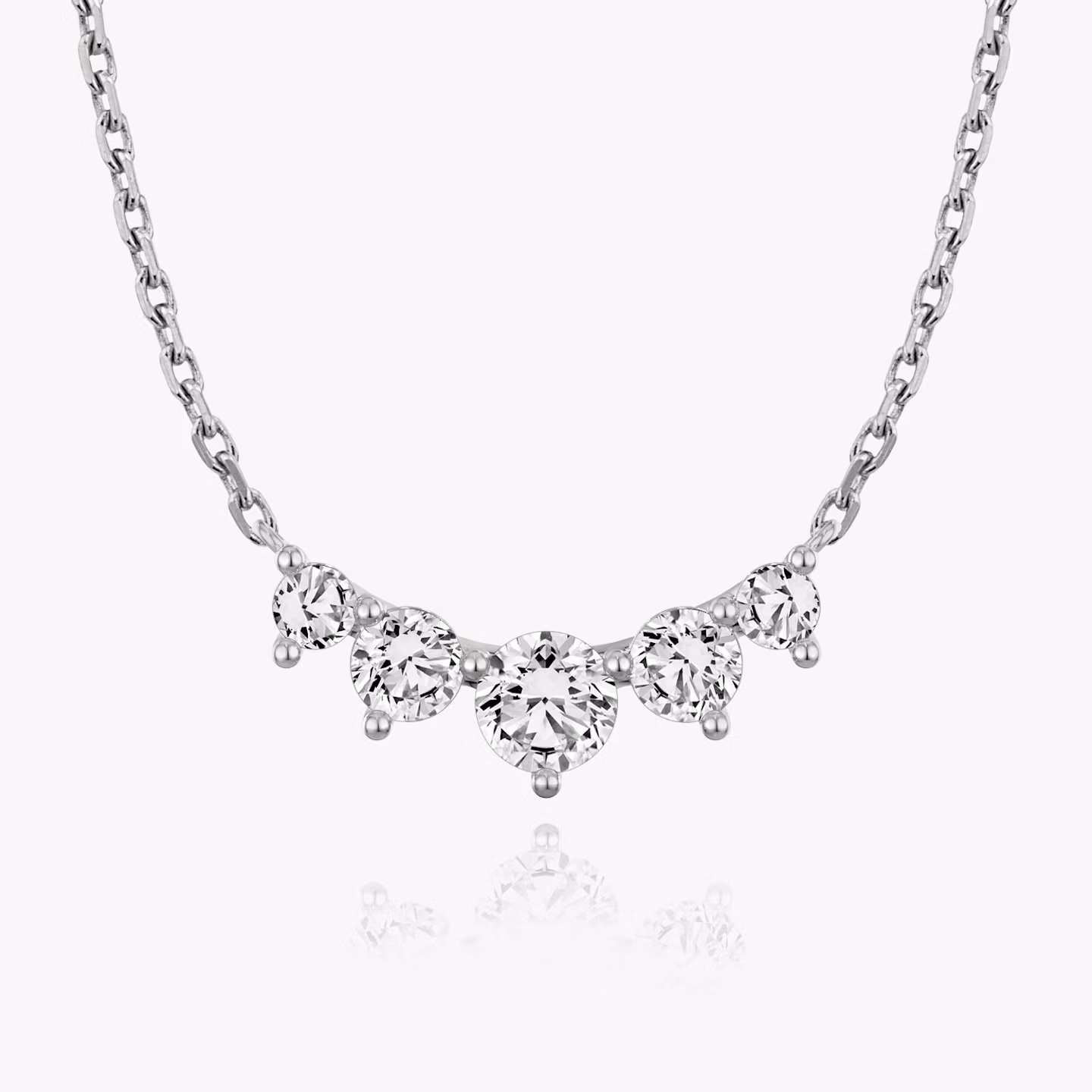 Arc Halskette | Rund | 14k | Weißgold | diamondCount: 5 | diamondSize: original | chainLength: 16-18