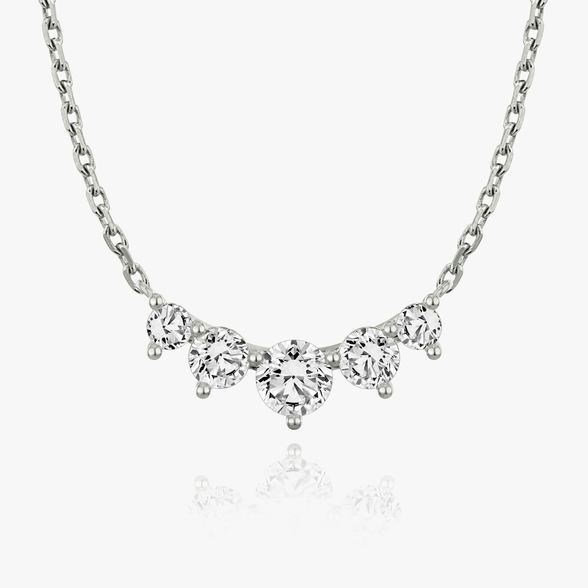 Arc Necklace | Round Brilliant | 14k | White Gold | diamondCount: 5 | diamondSize: original | chainLength: 16-18