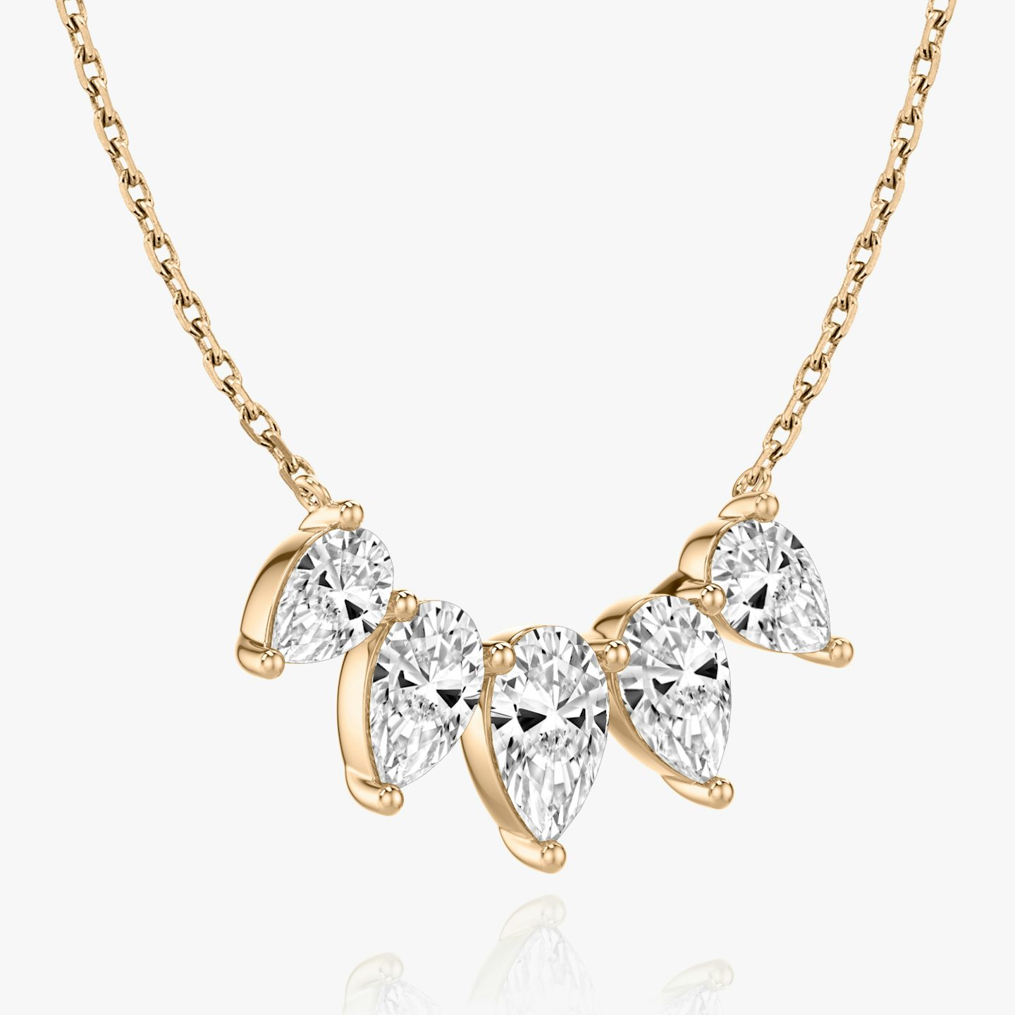 Arc Necklace | Pear | 14k | Rose Gold | diamondCount: 5 | diamondSize: large | chainLength: 16-18