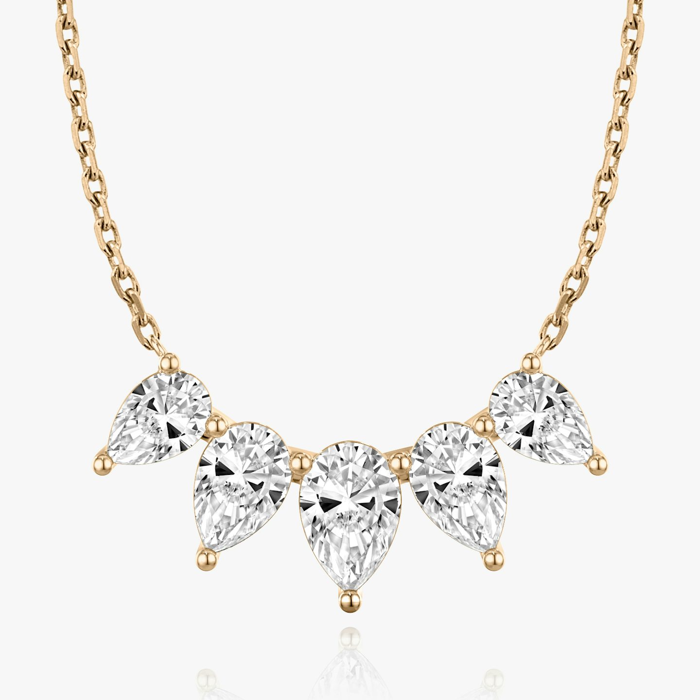 Arc Necklace | Pear | 14k | Rose Gold | diamondCount: 5 | diamondSize: large | chainLength: 16-18