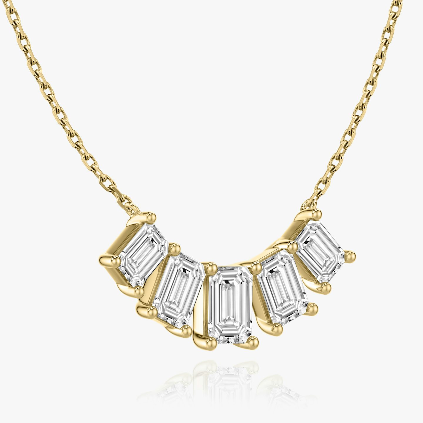 undefined | Emerald | 14k | Yellow Gold | diamondCount: 5 | diamondSize: large | chainLength: 16-18