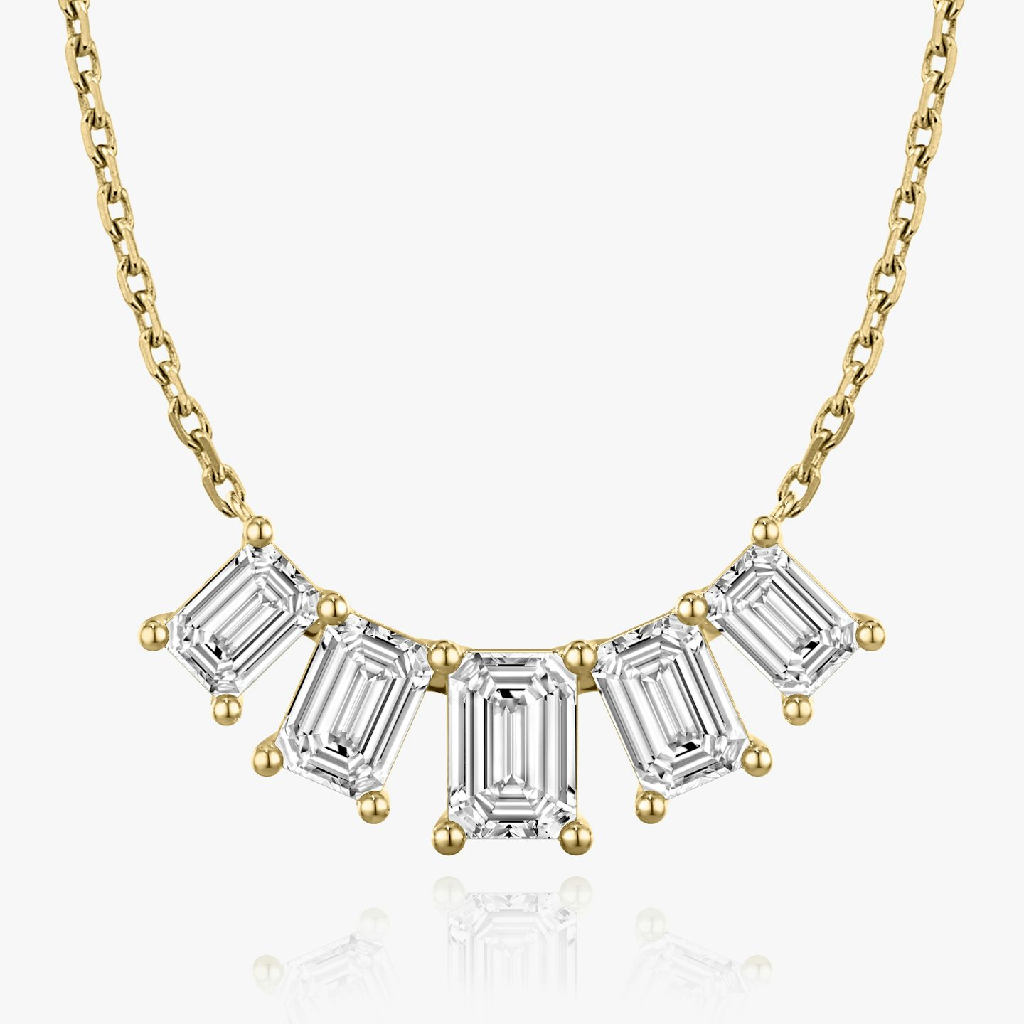 Arc Necklace | Emerald | 14k | Yellow Gold | diamondCount: 5 | diamondSize: large | chainLength: 16-18