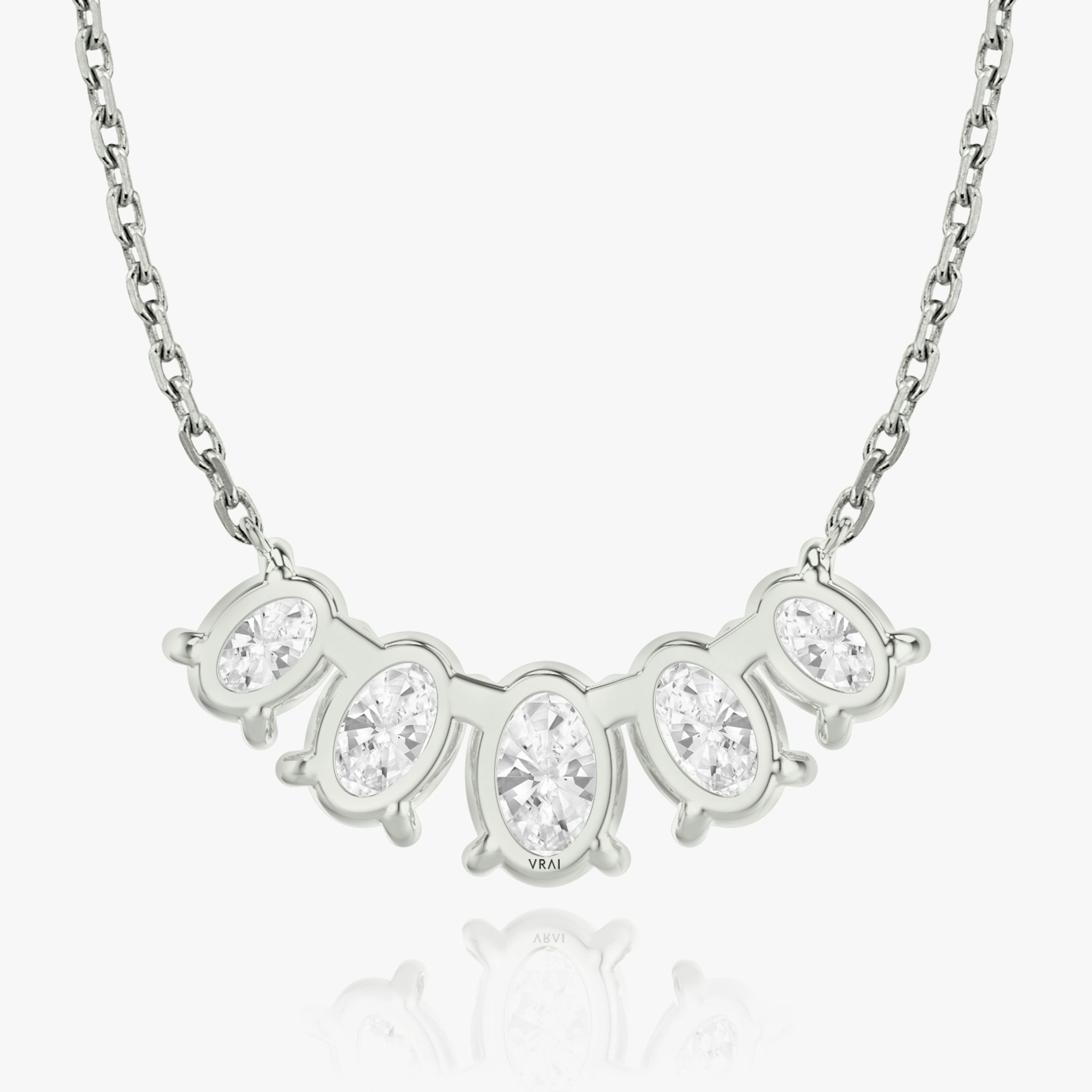 Arc Necklace | Oval | 14k | White Gold | diamondCount: 5 | diamondSize: large | chainLength: 16-18
