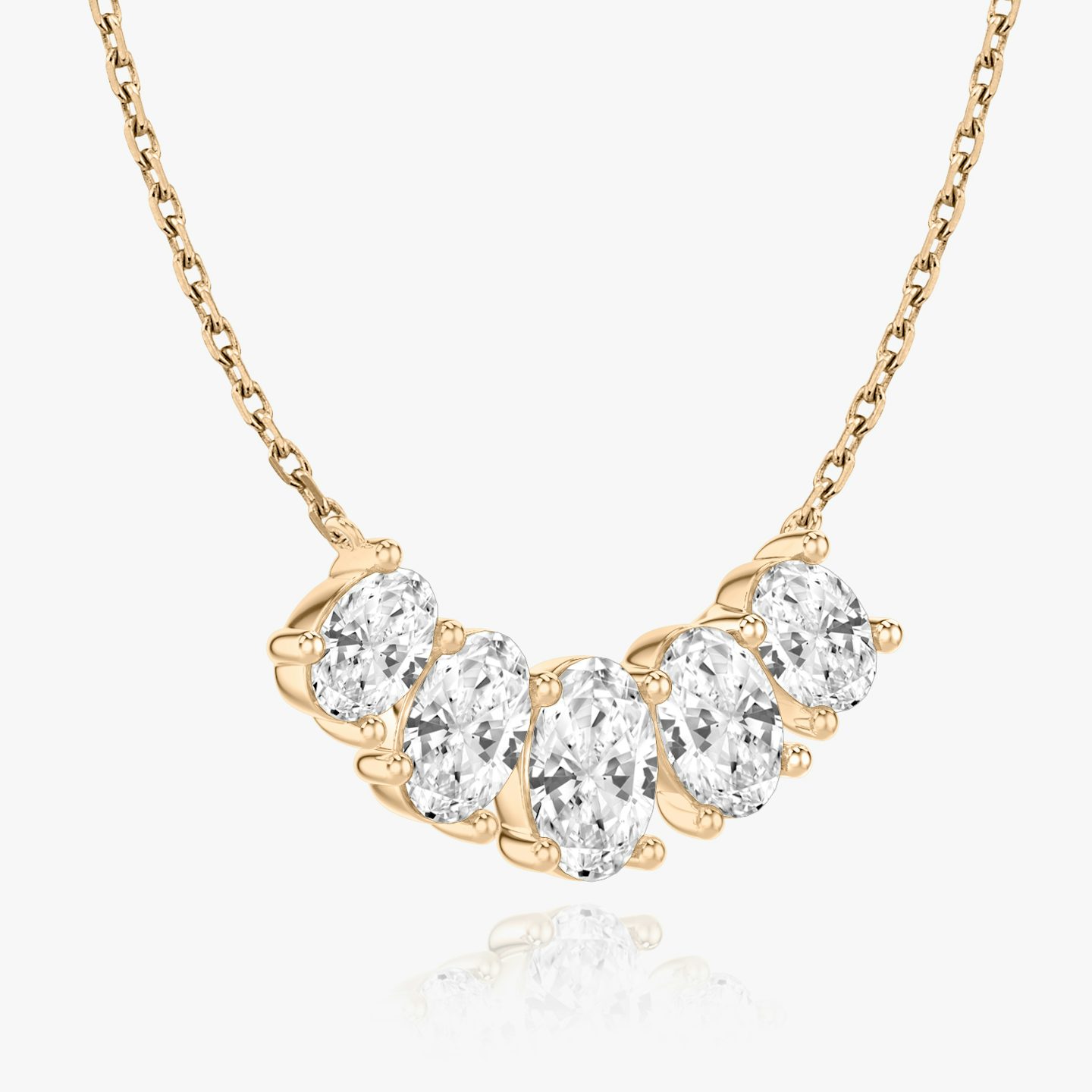 Arc Necklace | Oval | 14k | Rose Gold | diamondCount: 5 | diamondSize: large | chainLength: 16-18