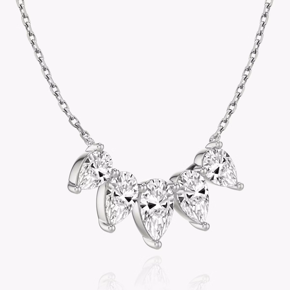 Arc Necklace | Pear | 14k | White Gold | diamondCount: 5 | diamondSize: large | chainLength: 16-18