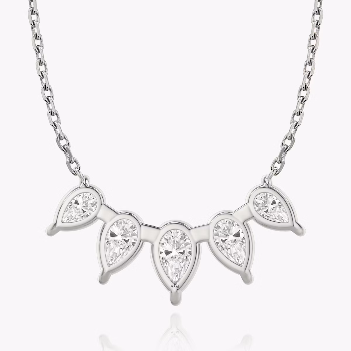 Arc Necklace | Pear | 14k | White Gold | diamondCount: 5 | diamondSize: large | chainLength: 16-18
