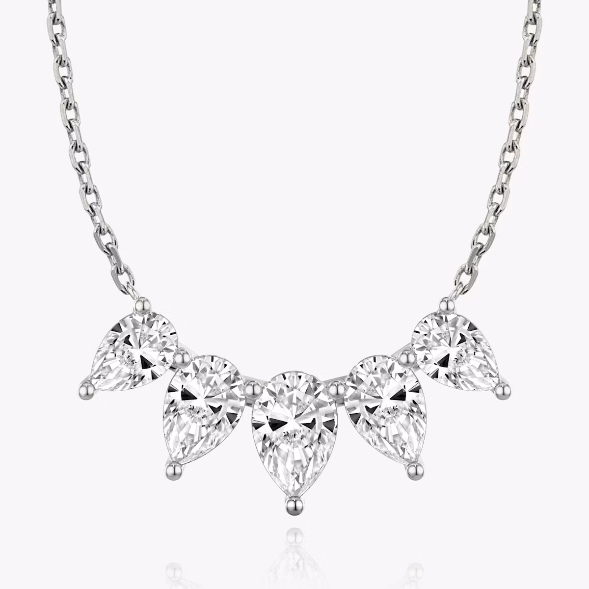 Arc Necklace | Pear | 14k | White Gold | diamondCount: 5 | diamondSize: large | chainLength: 16-18