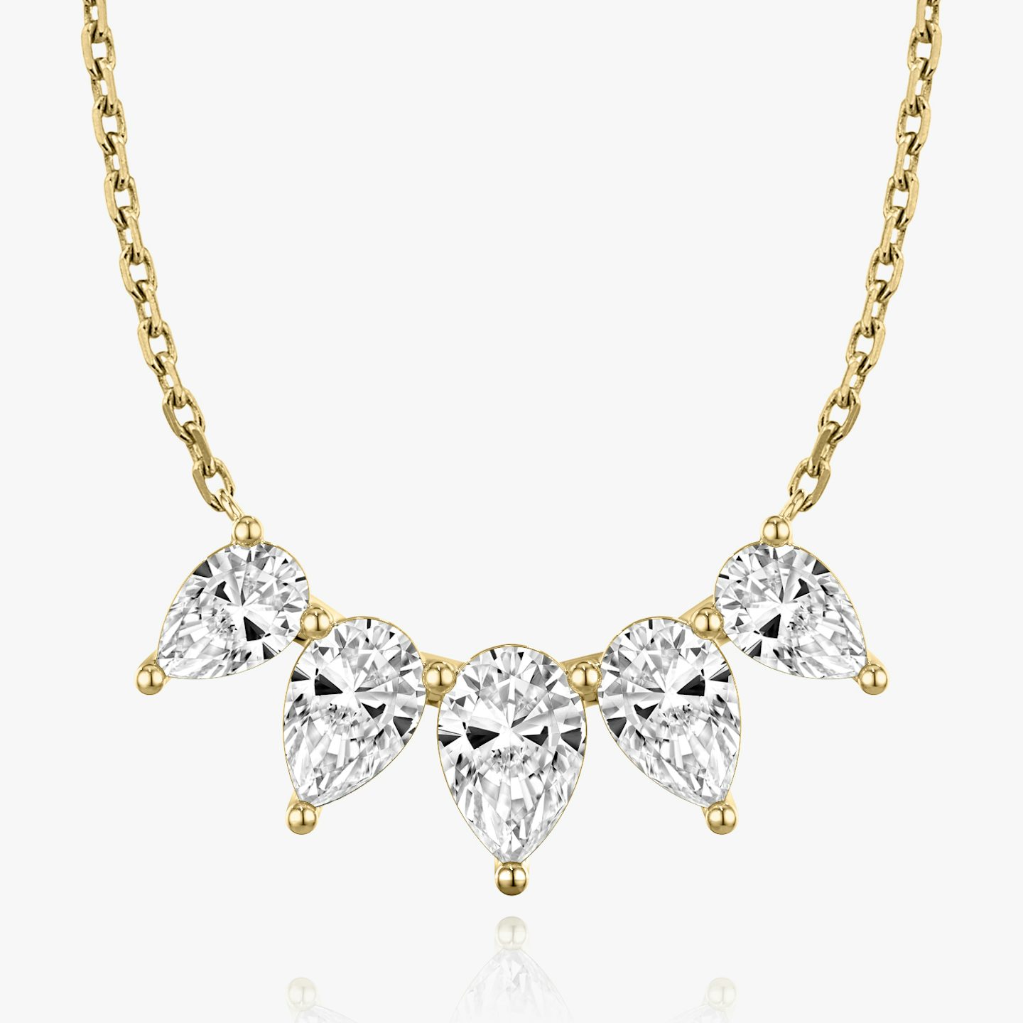 Arc Necklace | Pear | 14k | Yellow Gold | diamondCount: 5 | diamondSize: large | chainLength: 16-18