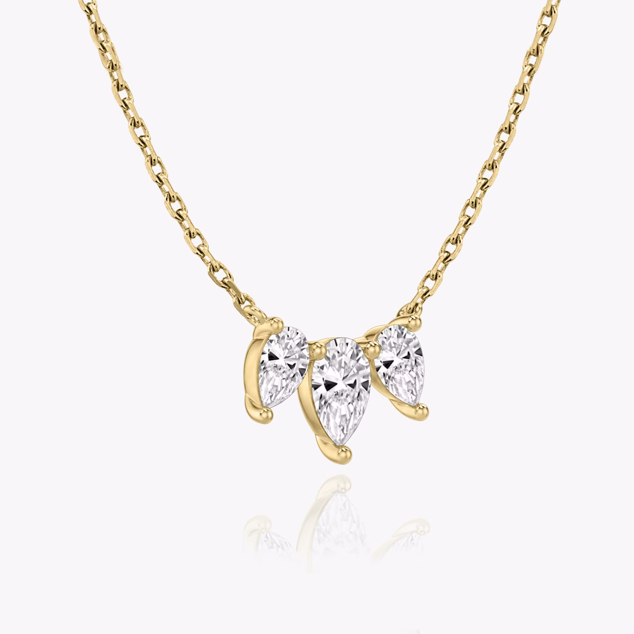 Arc Necklace | Pear | 14k | Yellow Gold | diamondCount: 3 | diamondSize: original | chainLength: 16-18