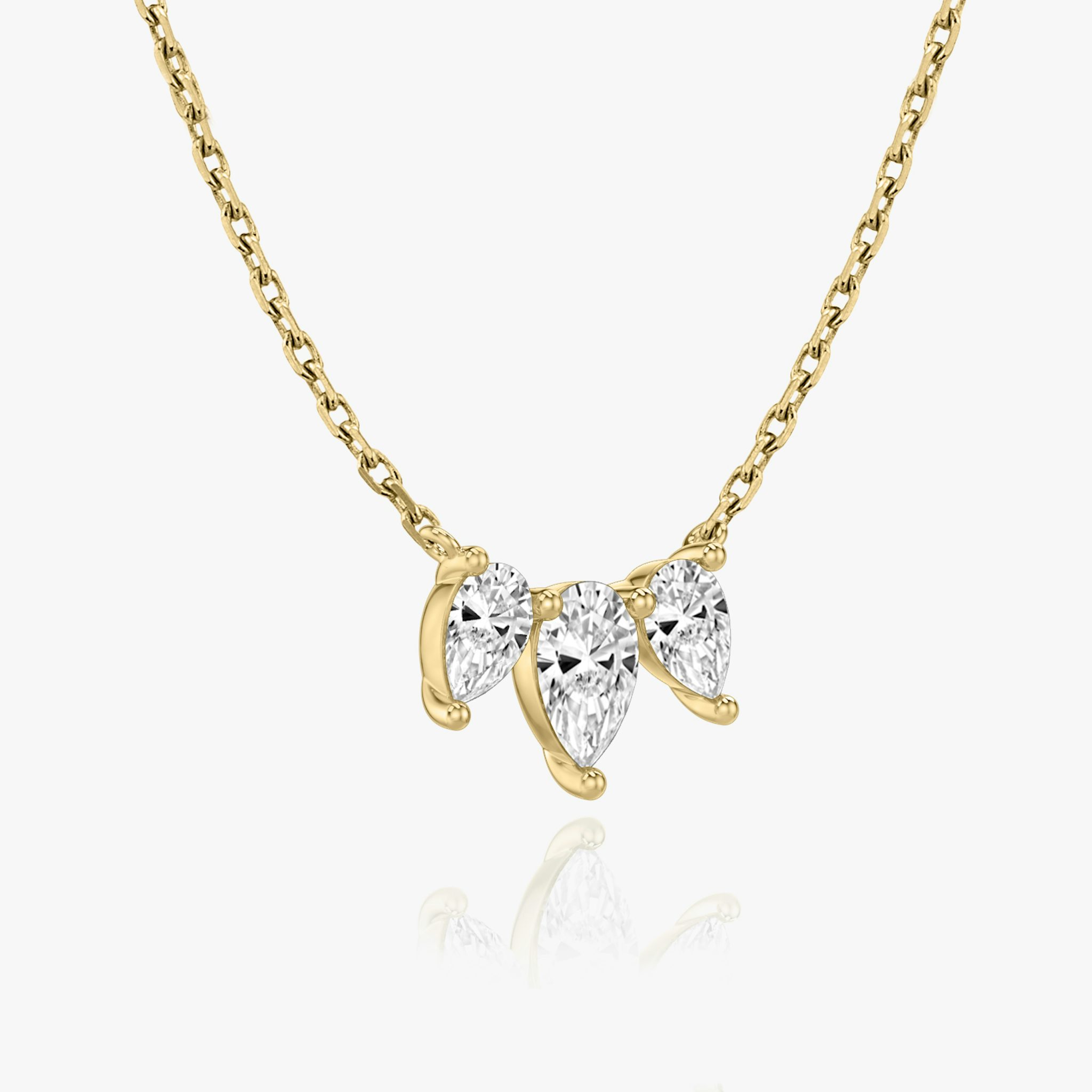 Arc Necklace | Pear | 14k | Yellow Gold | diamondCount: 3 | diamondSize: original | chainLength: 16-18