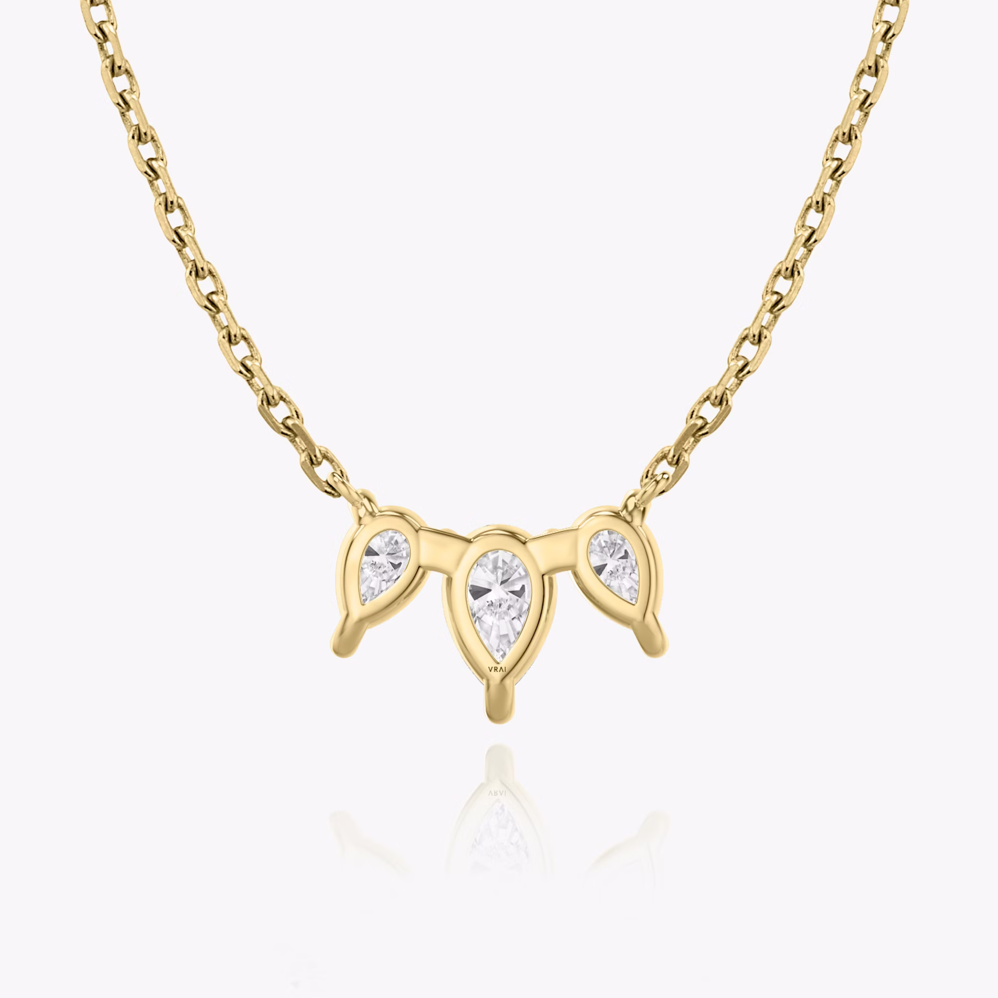 Arc Necklace | Pear | 14k | Yellow Gold | diamondCount: 3 | diamondSize: original | chainLength: 16-18