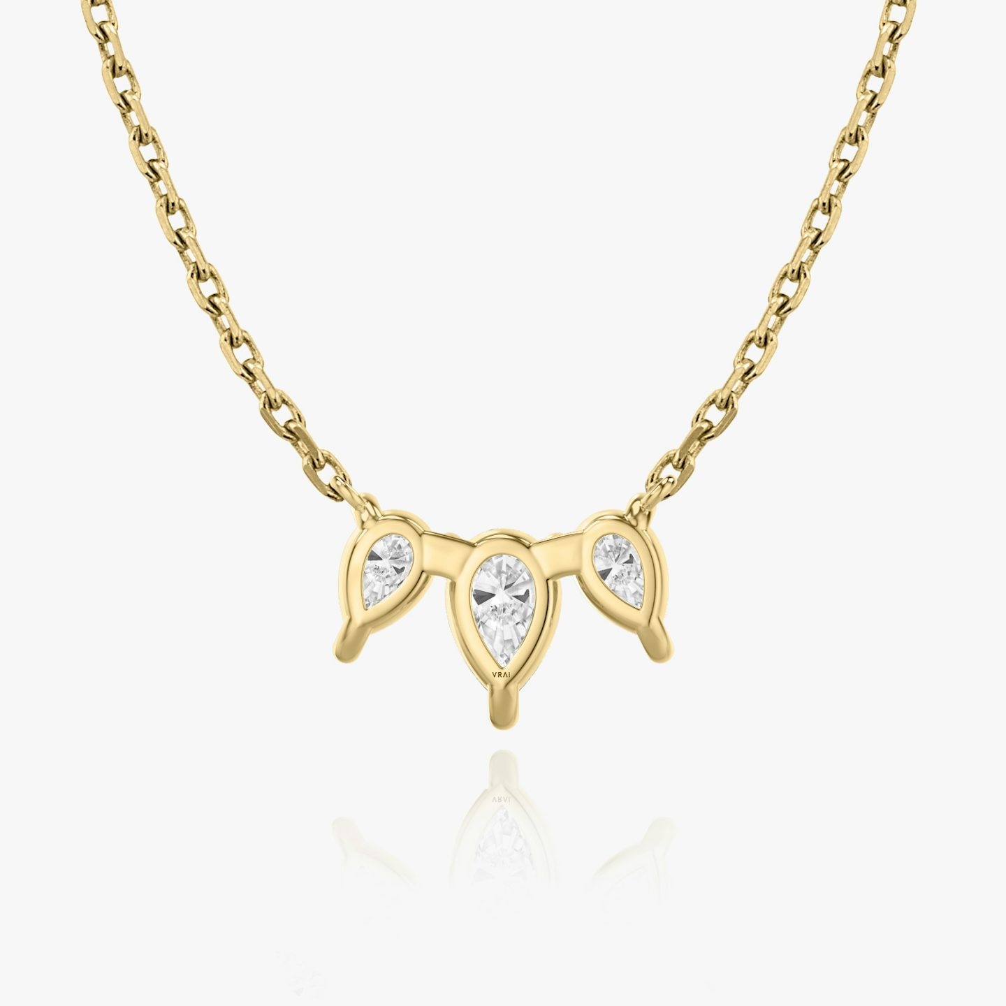 Arc Necklace | Pear | 14k | Yellow Gold | diamondCount: 3 | diamondSize: original | chainLength: 16-18