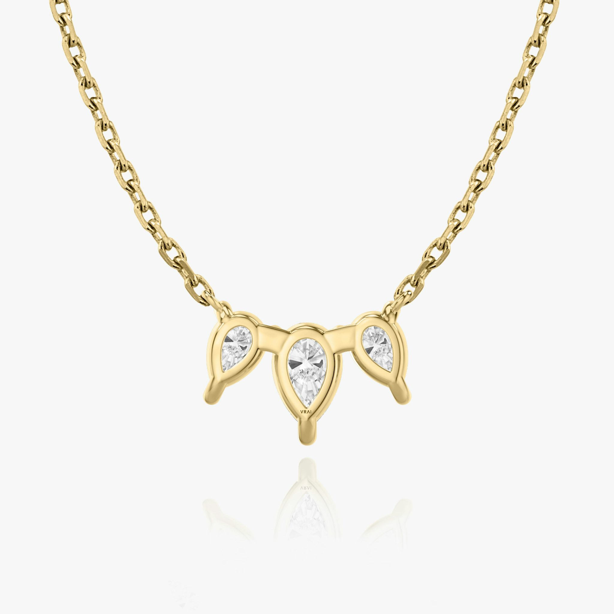 Arc Necklace | Pear | 14k | Yellow Gold | diamondCount: 3 | diamondSize: original | chainLength: 16-18