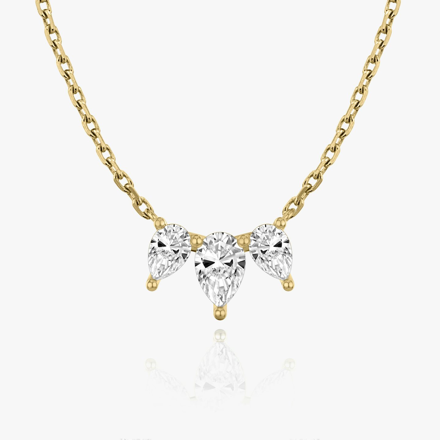 Arc Necklace | Pear | 14k | Yellow Gold | diamondCount: 3 | diamondSize: original | chainLength: 16-18