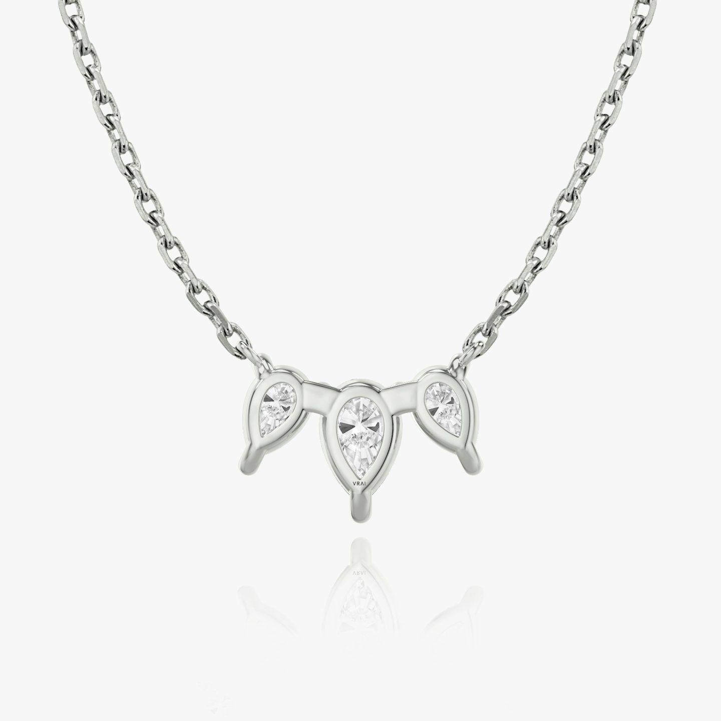 Arc Necklace | Pear | 14k | White Gold | diamondCount: 3 | diamondSize: original | chainLength: 16-18
