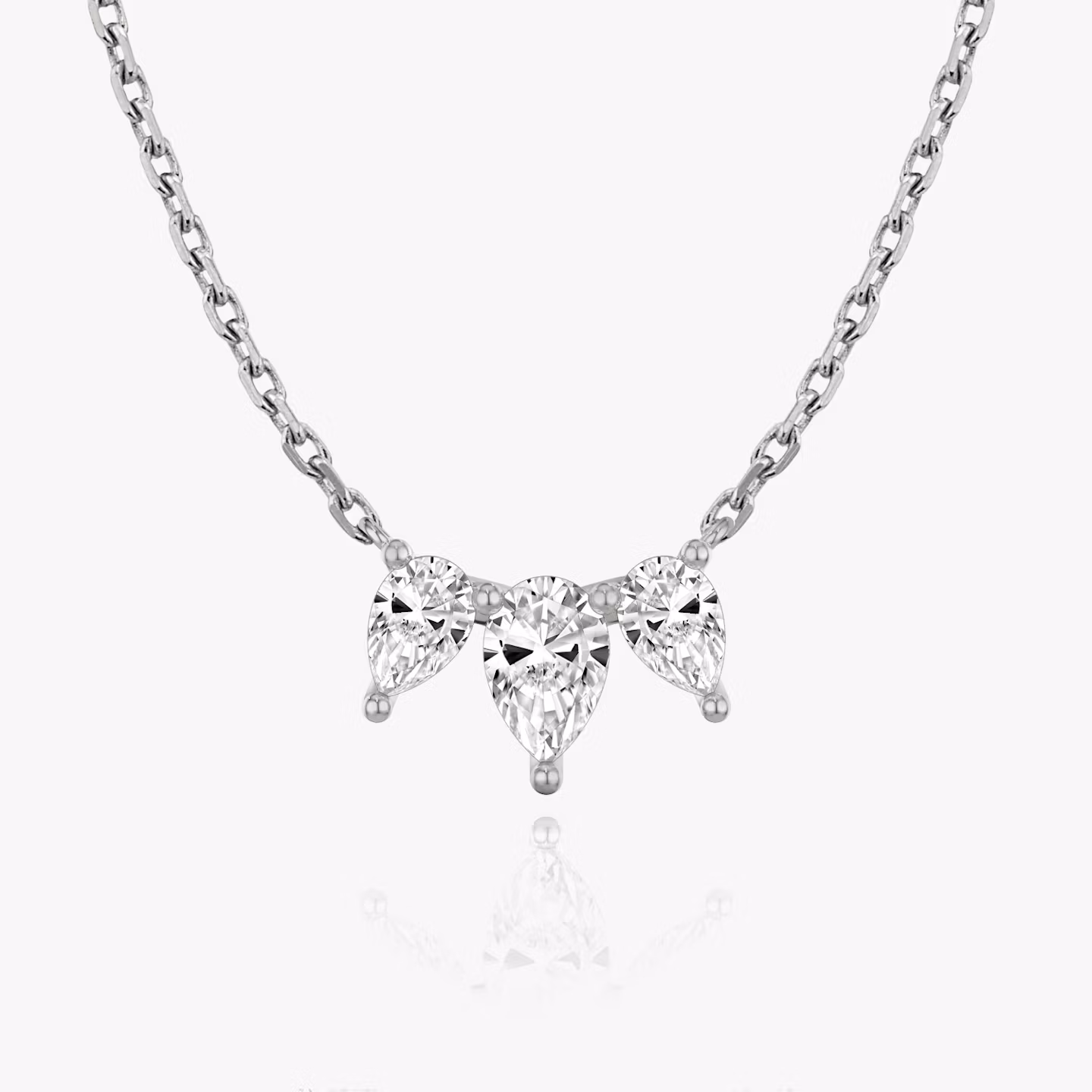 Arc Necklace | Pear | 14k | White Gold | diamondCount: 3 | diamondSize: original | chainLength: 16-18