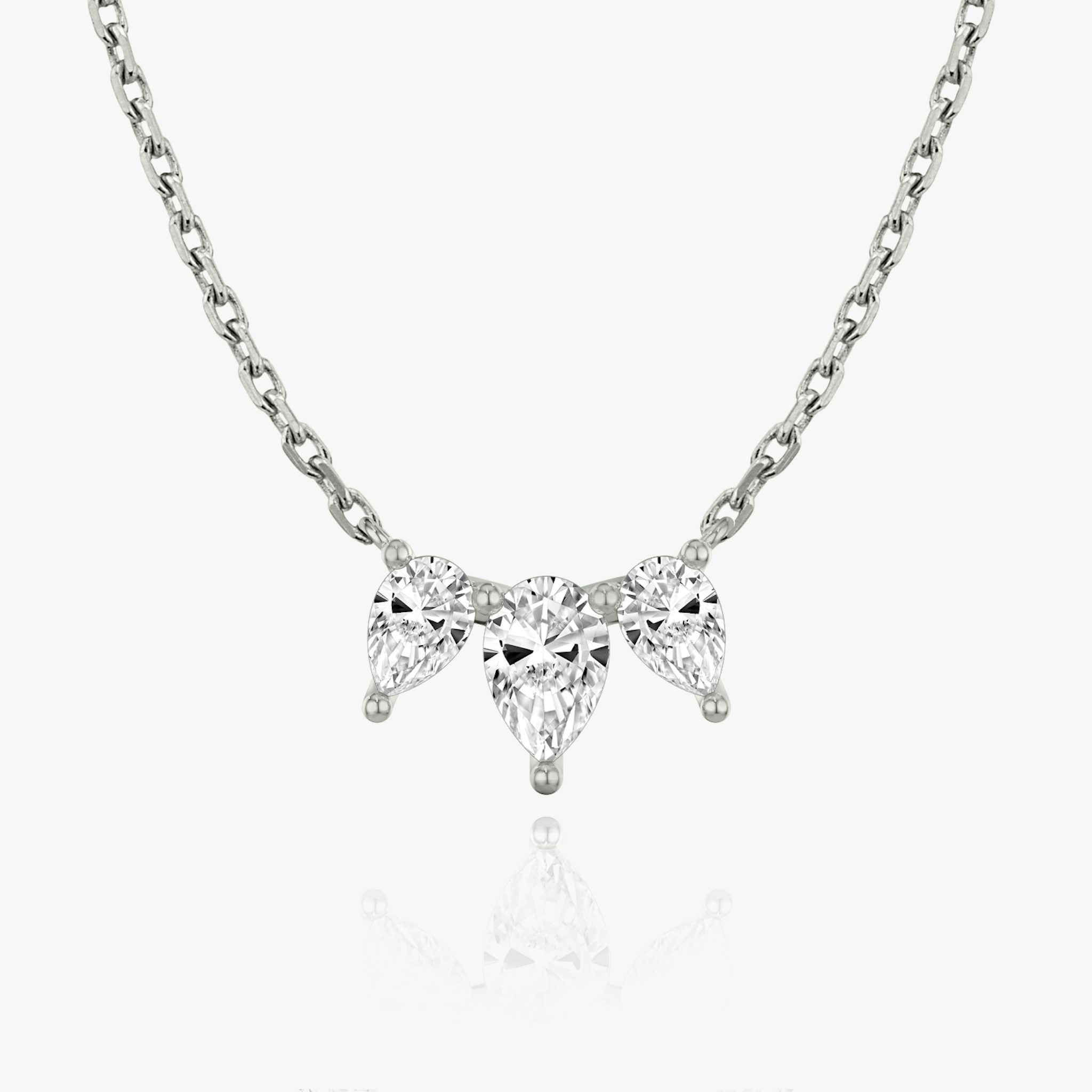 Arc Necklace | Pear | 14k | White Gold | diamondCount: 3 | diamondSize: original | chainLength: 16-18